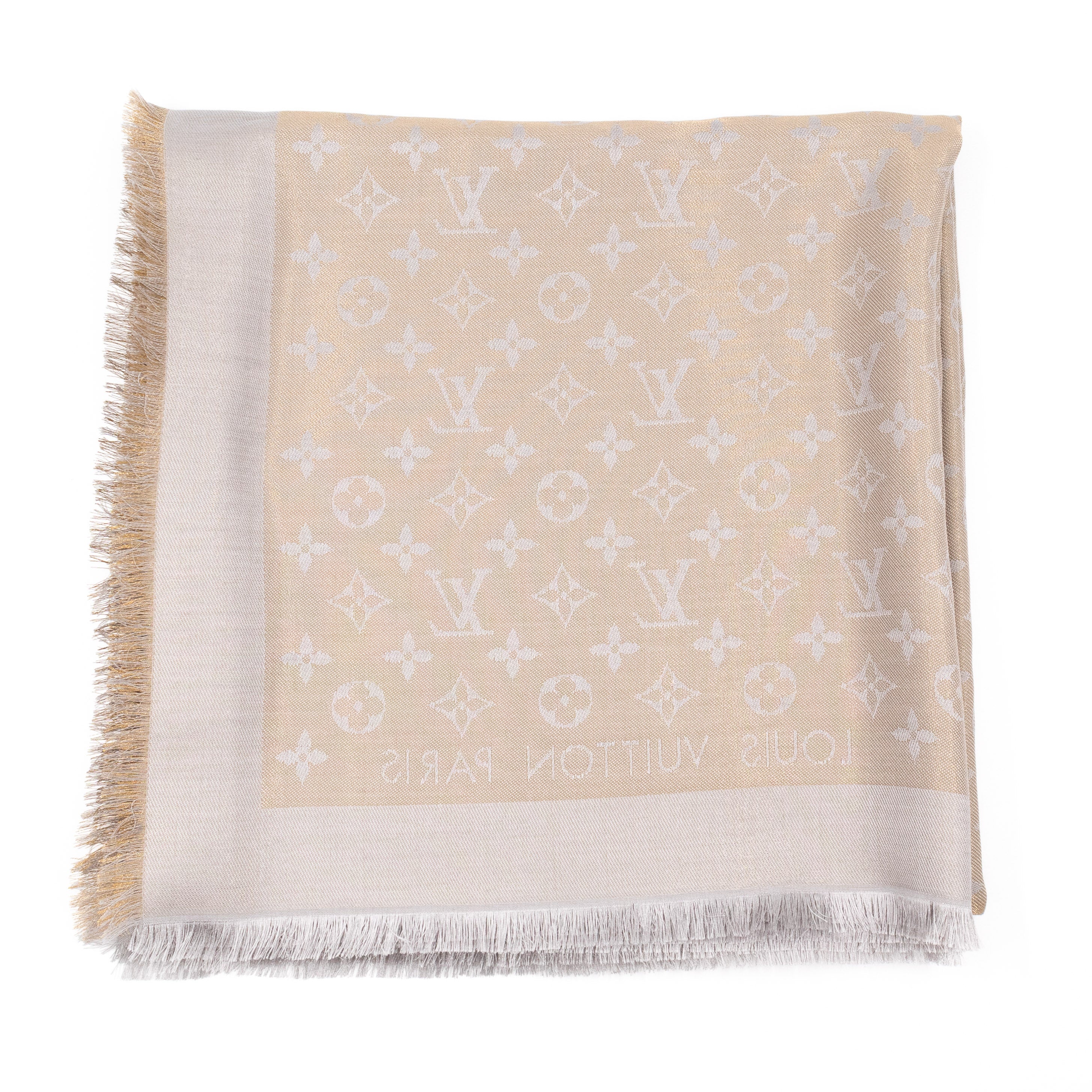 Monogram Shine Shawl Greige Gold