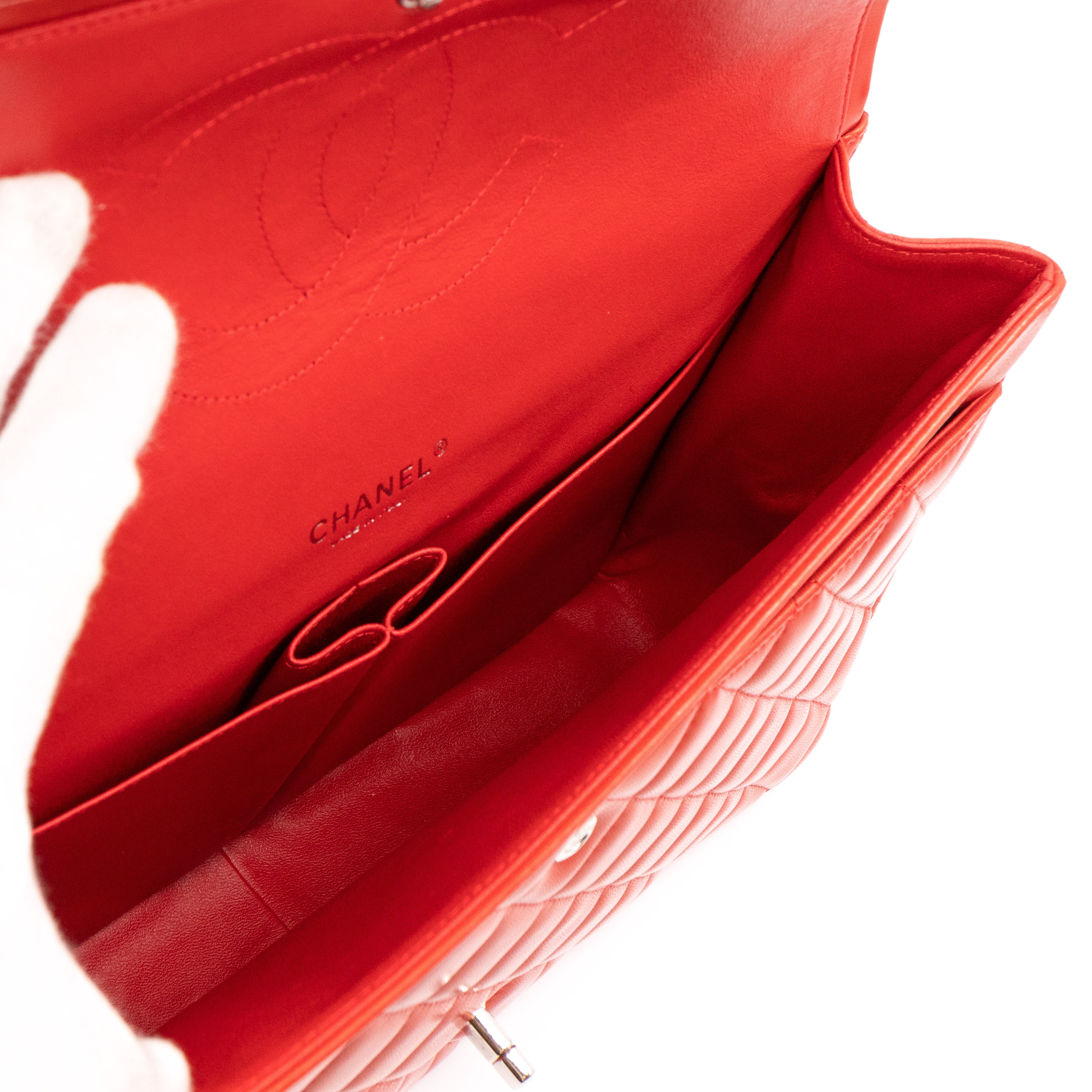 Classic Double Flap Maxi Red Lambskin Silver