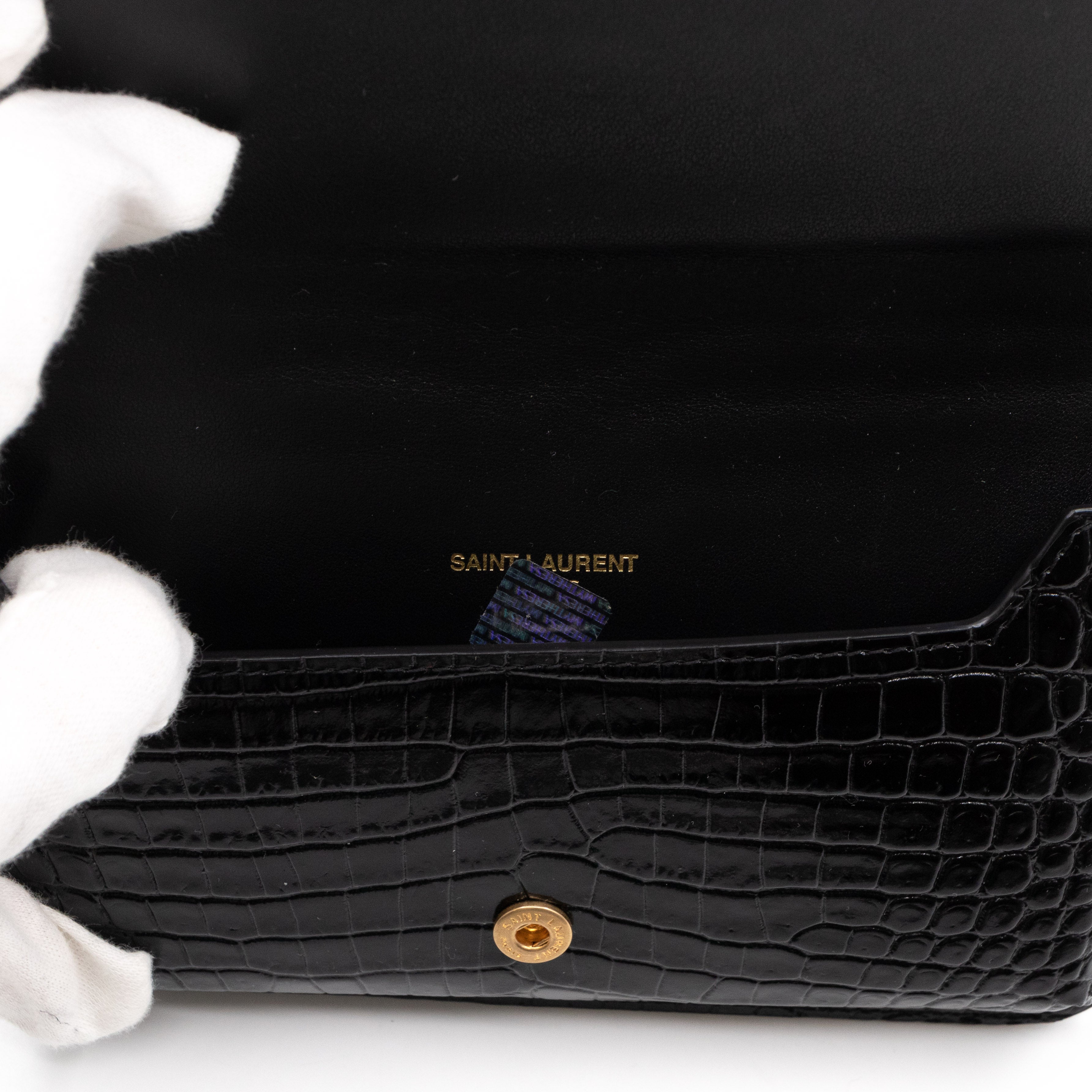 Wallet on Chain Phone Holder Black Leather