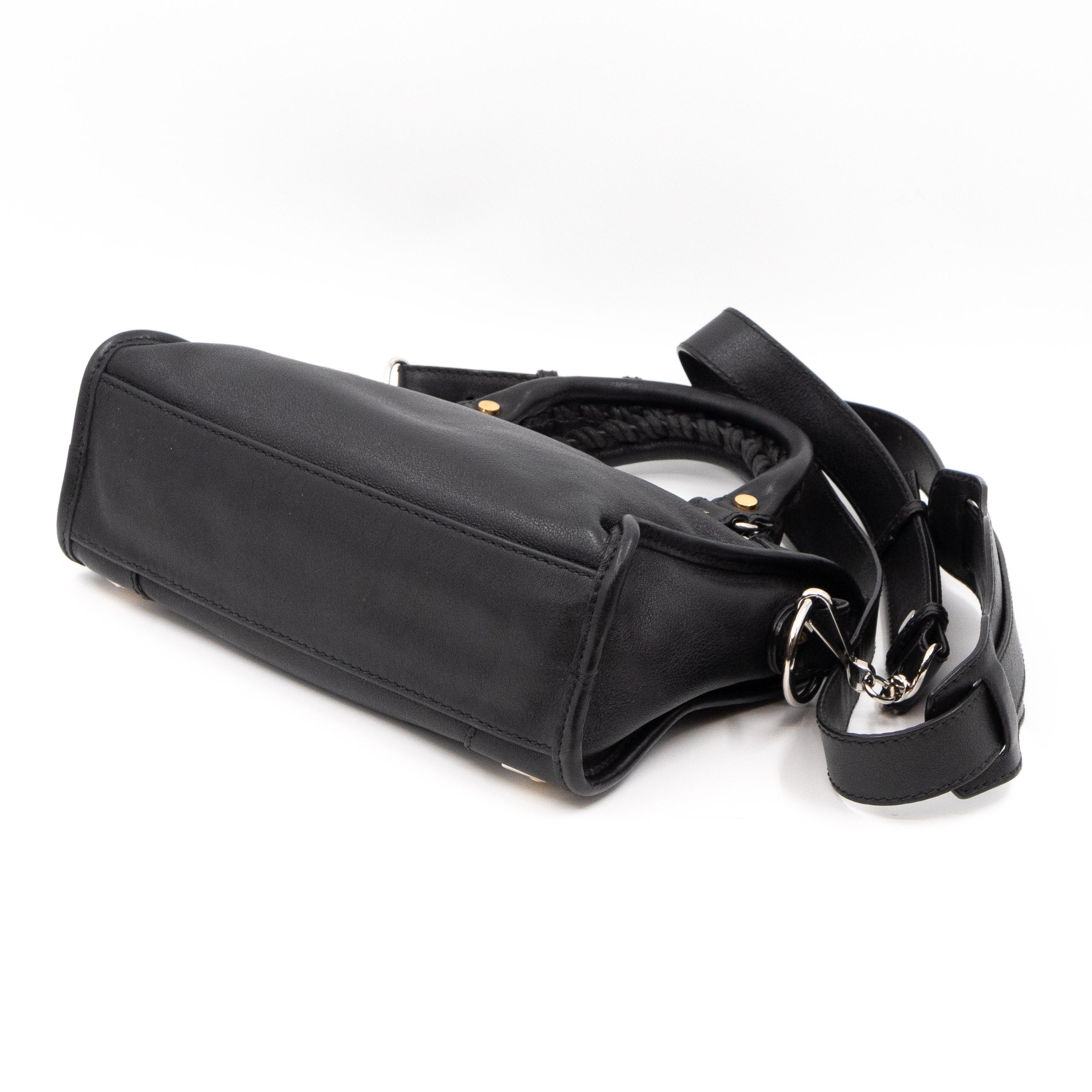 Mini City Metal Plate Black Leather