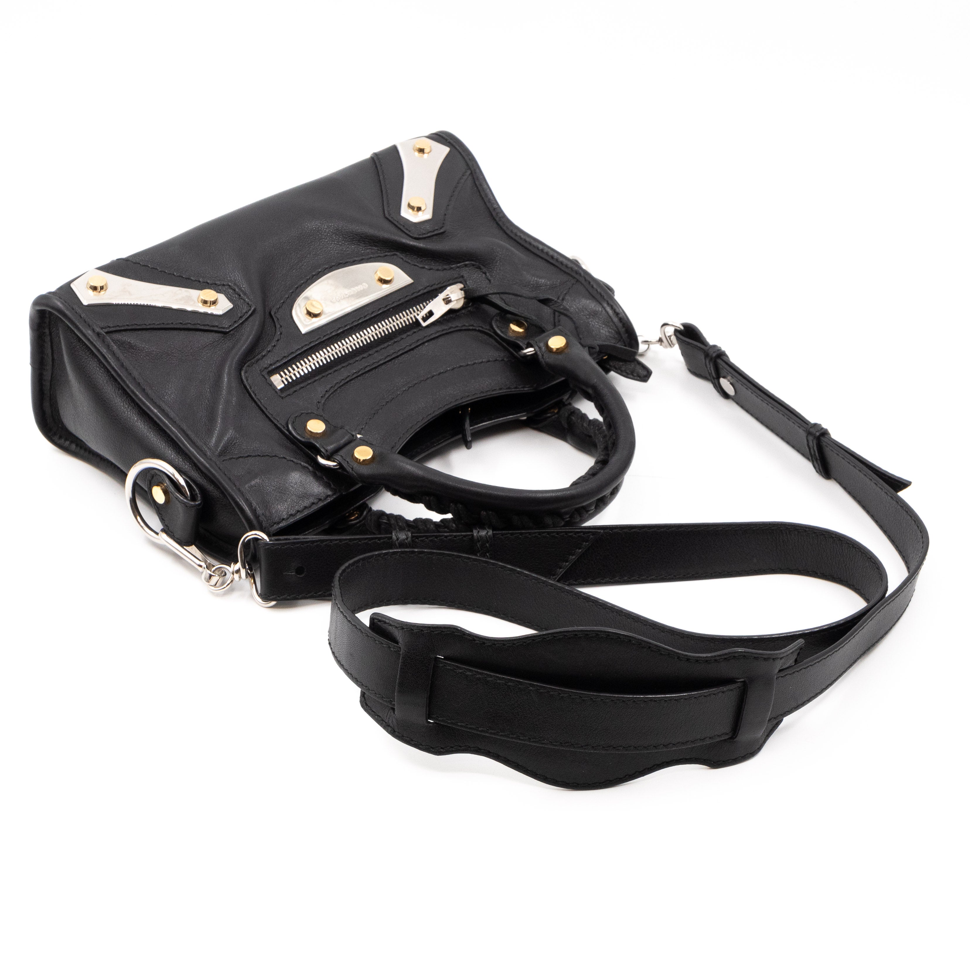 Mini City Metal Plate Black Leather