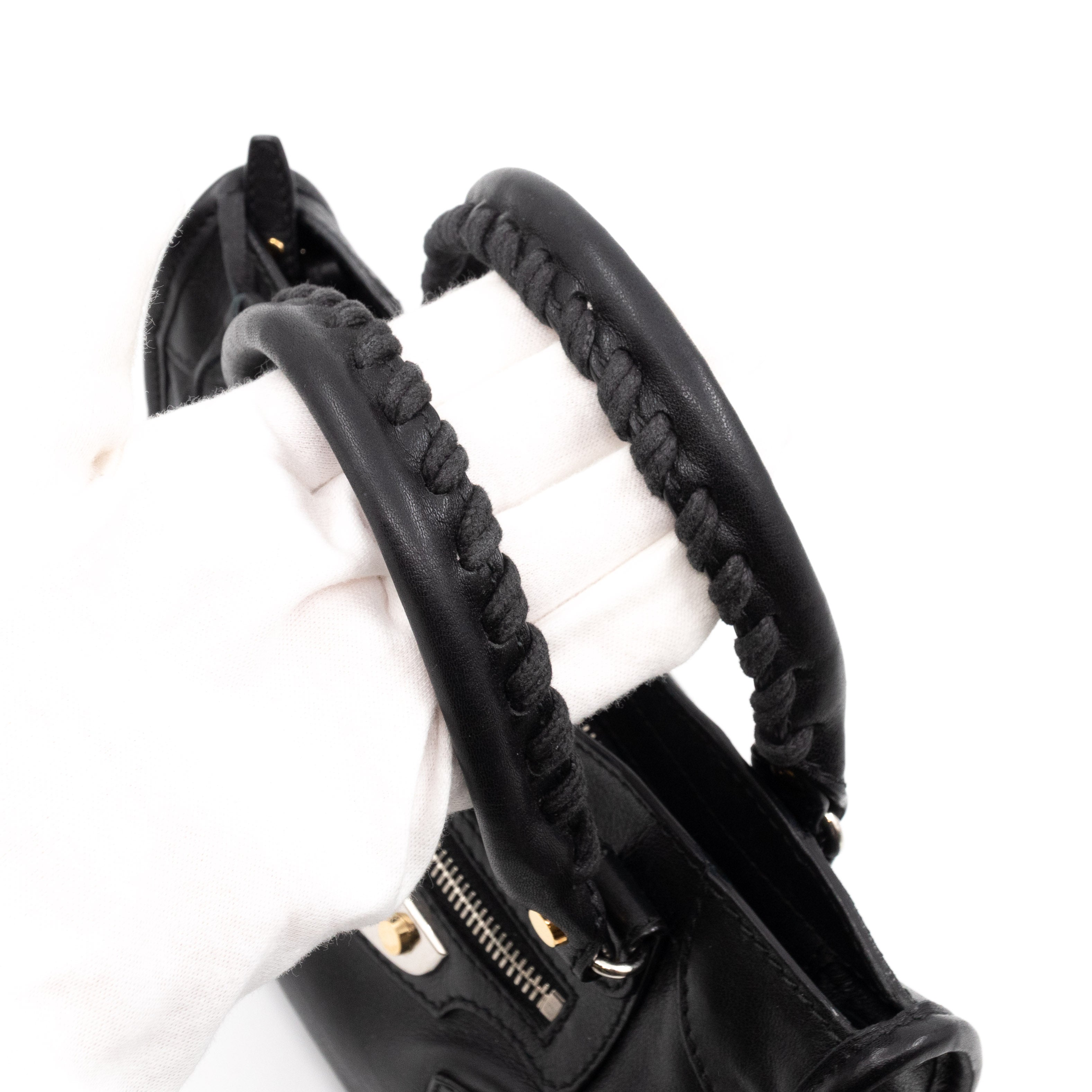 Mini City Metal Plate Black Leather