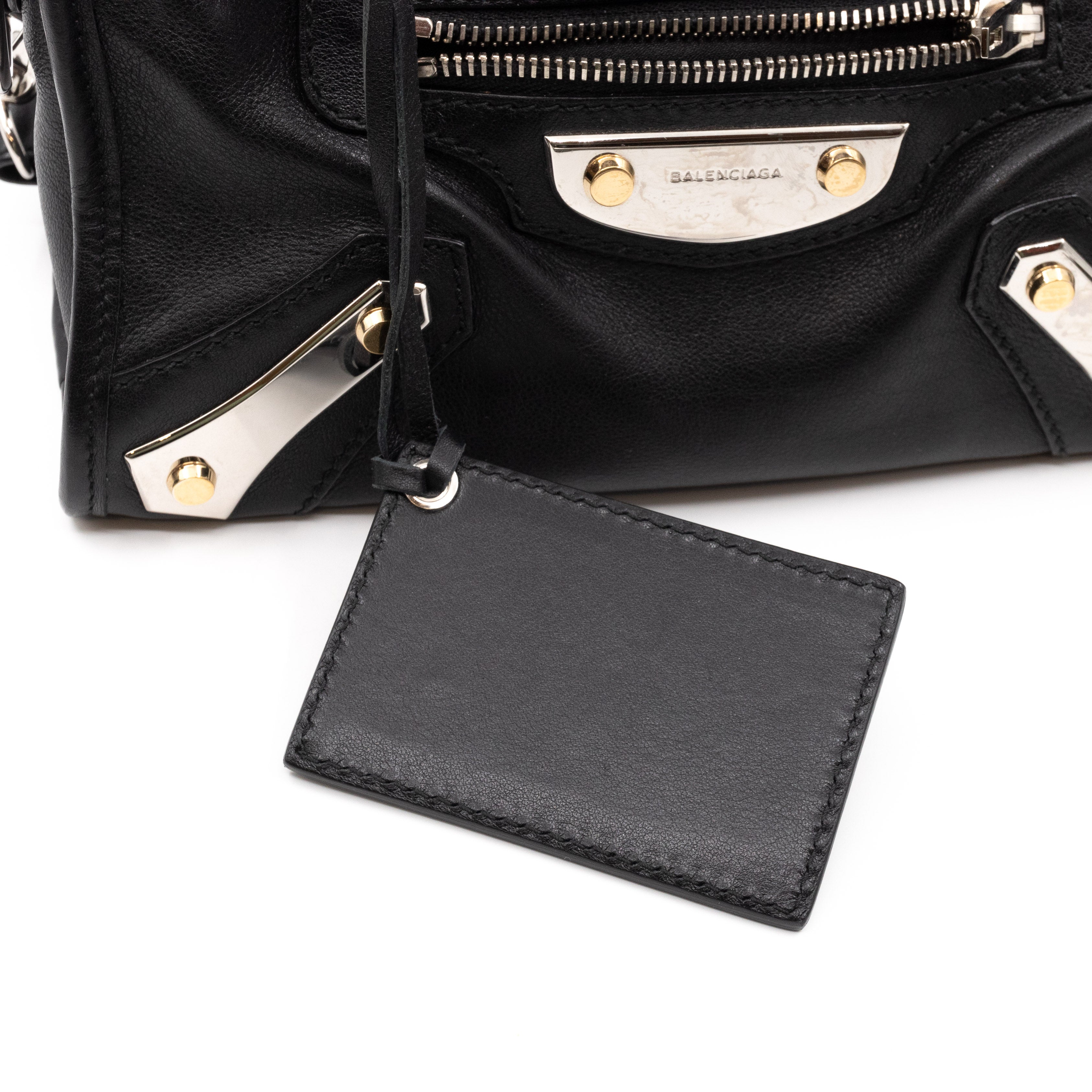 Mini City Metal Plate Black Leather