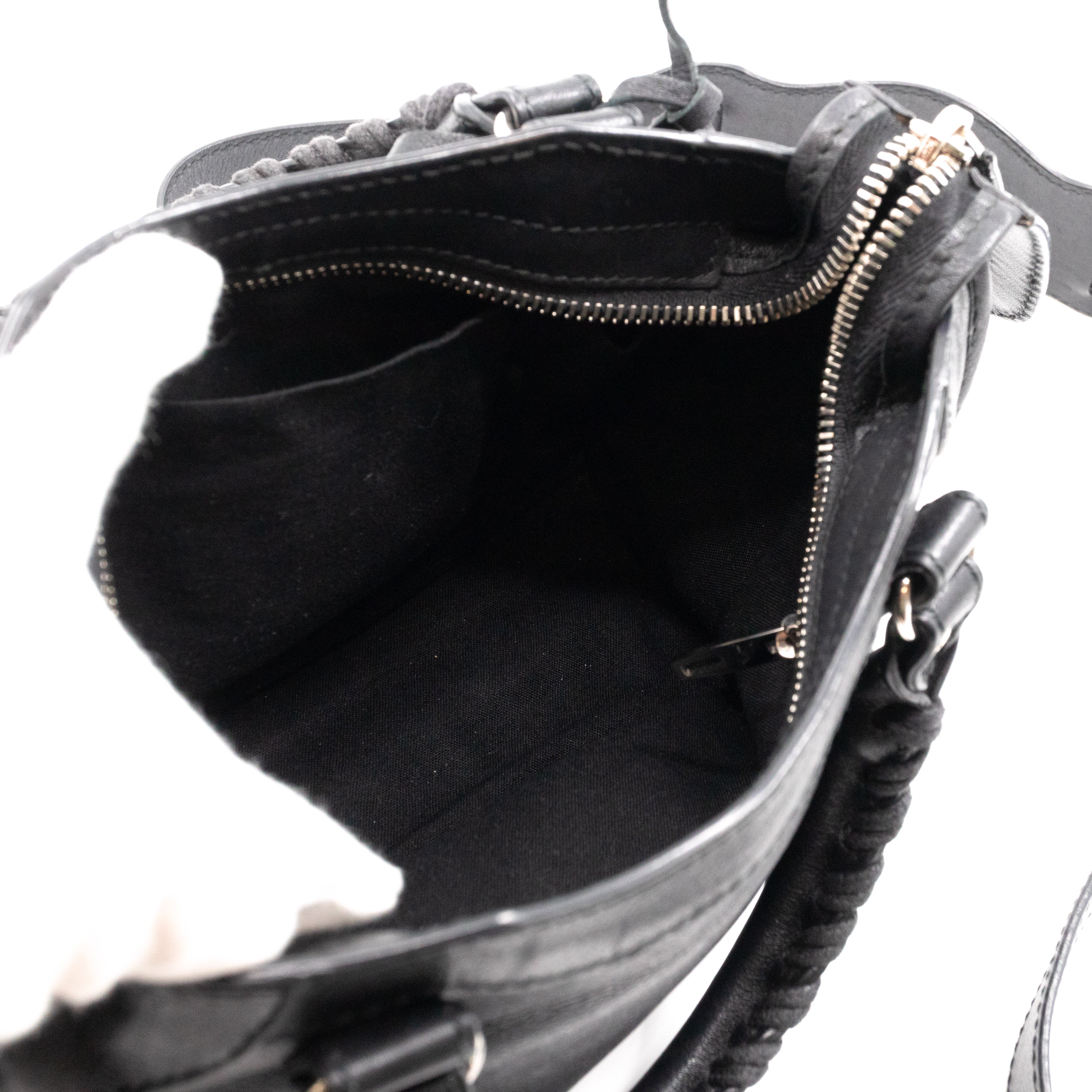Mini City Metal Plate Black Leather