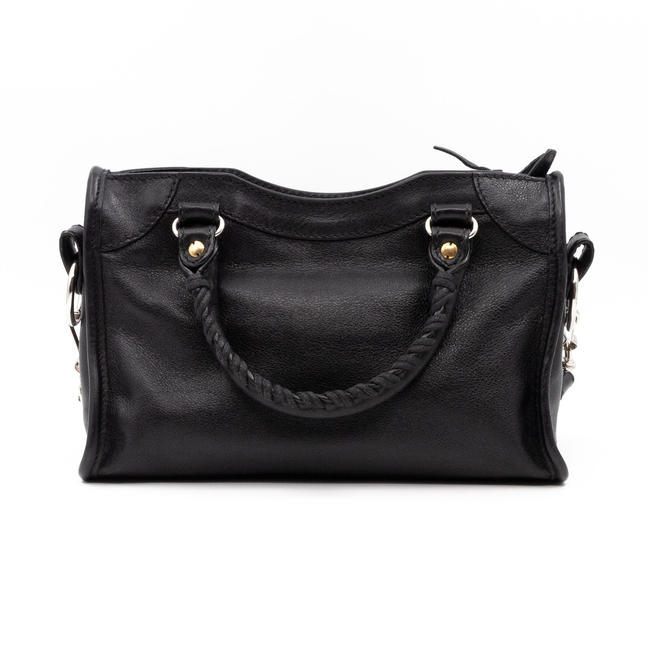 Mini City Metal Plate Black Leather