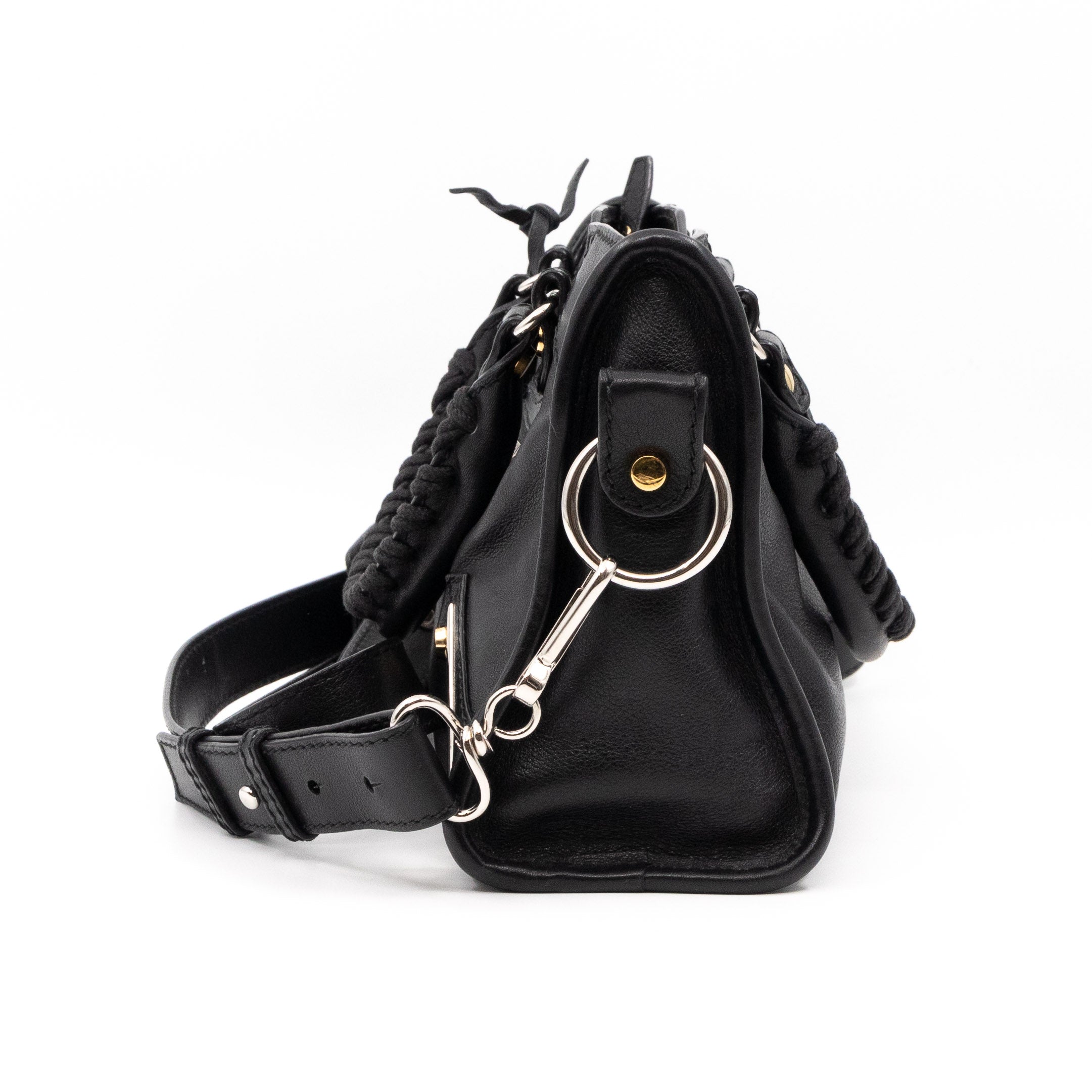 Mini City Metal Plate Black Leather