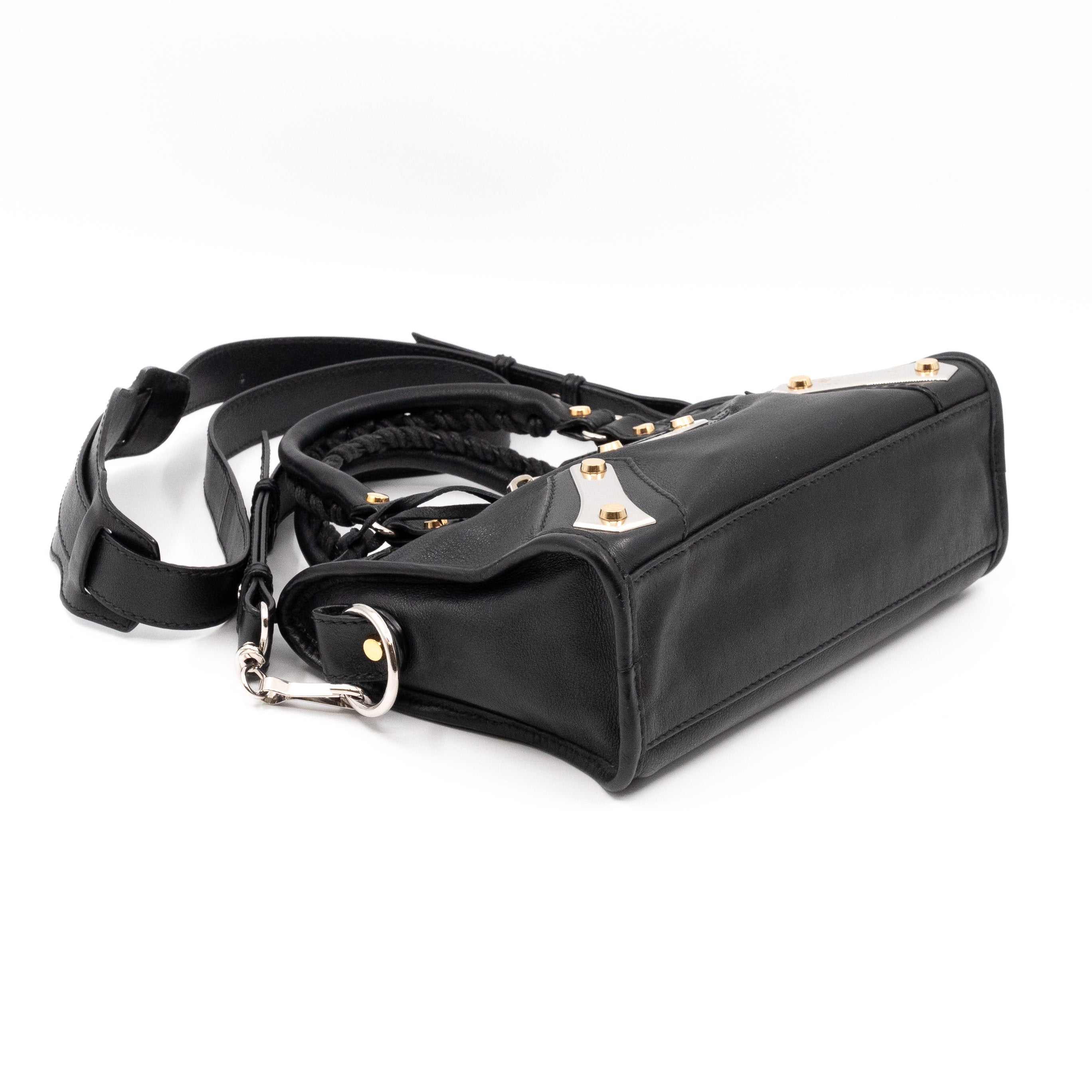Mini City Metal Plate Black Leather
