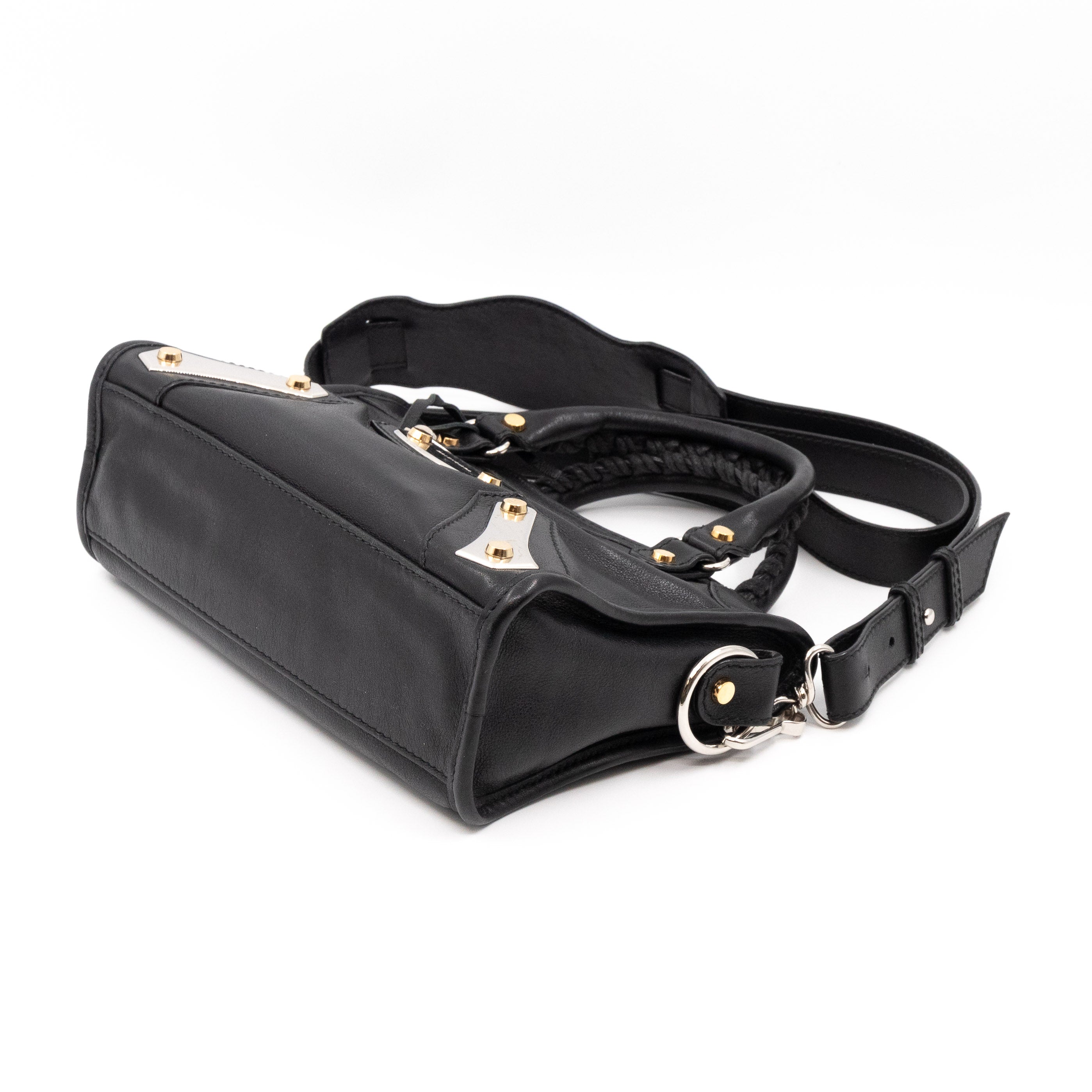 Mini City Metal Plate Black Leather