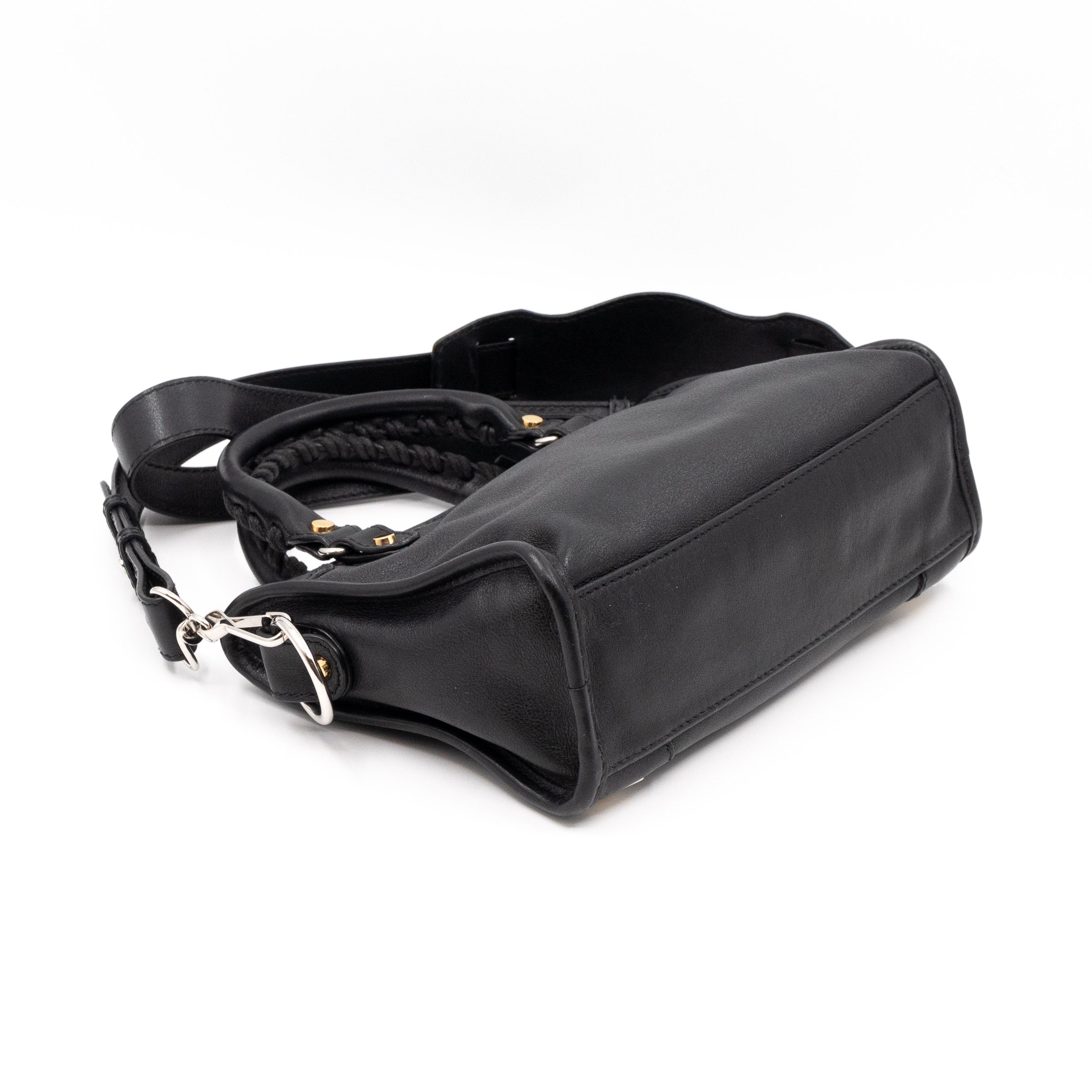 Mini City Metal Plate Black Leather