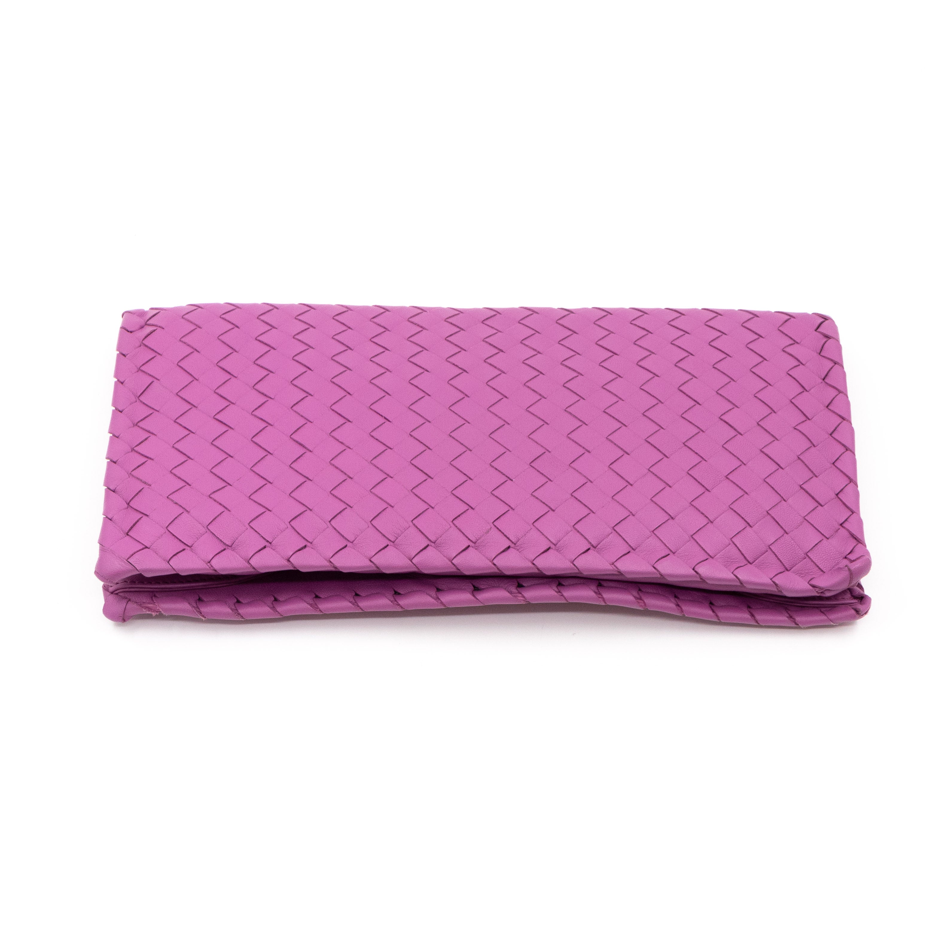 Twist Lock Clutch Intrecciato Purple Leather