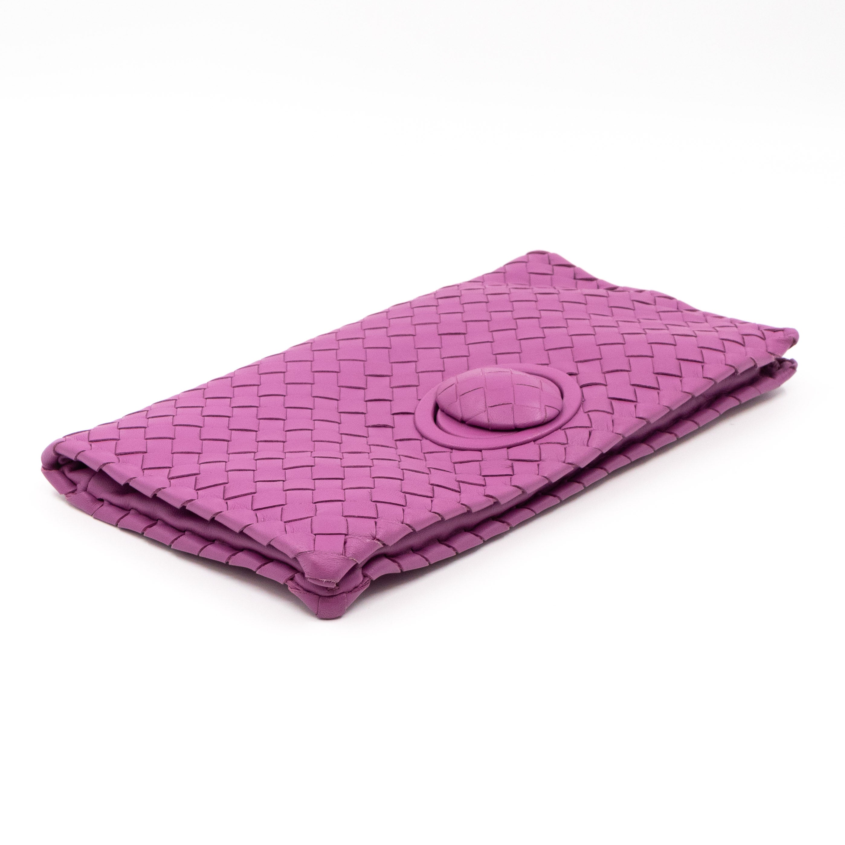 Twist Lock Clutch Intrecciato Purple Leather