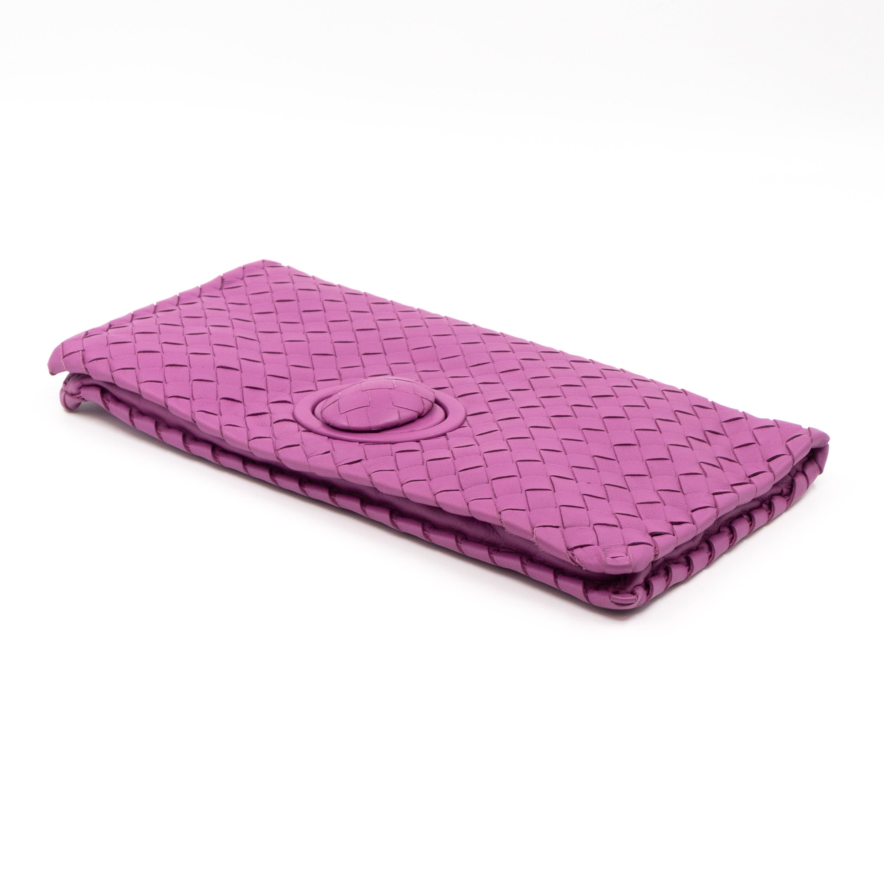 Twist Lock Clutch Intrecciato Purple Leather