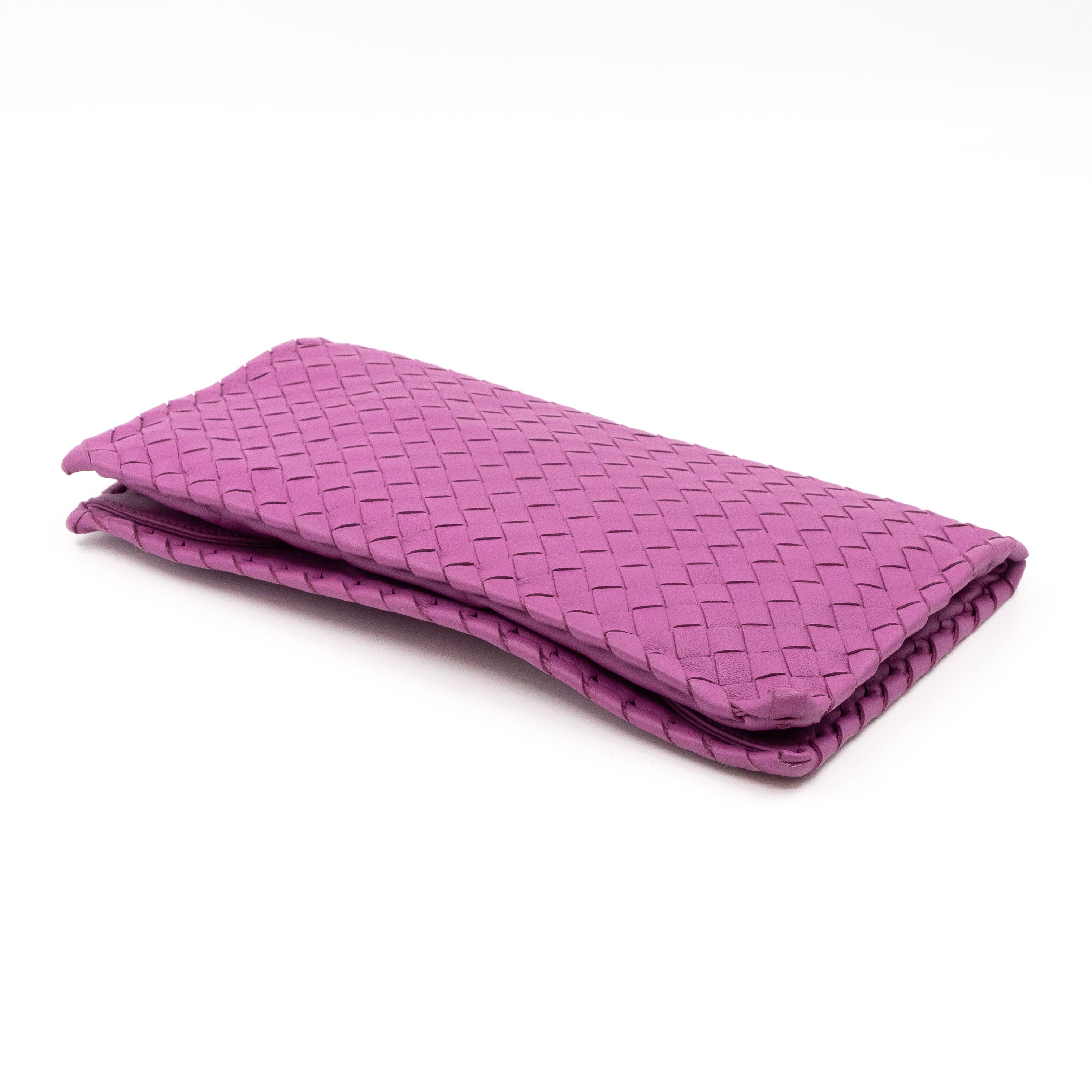 Twist Lock Clutch Intrecciato Purple Leather