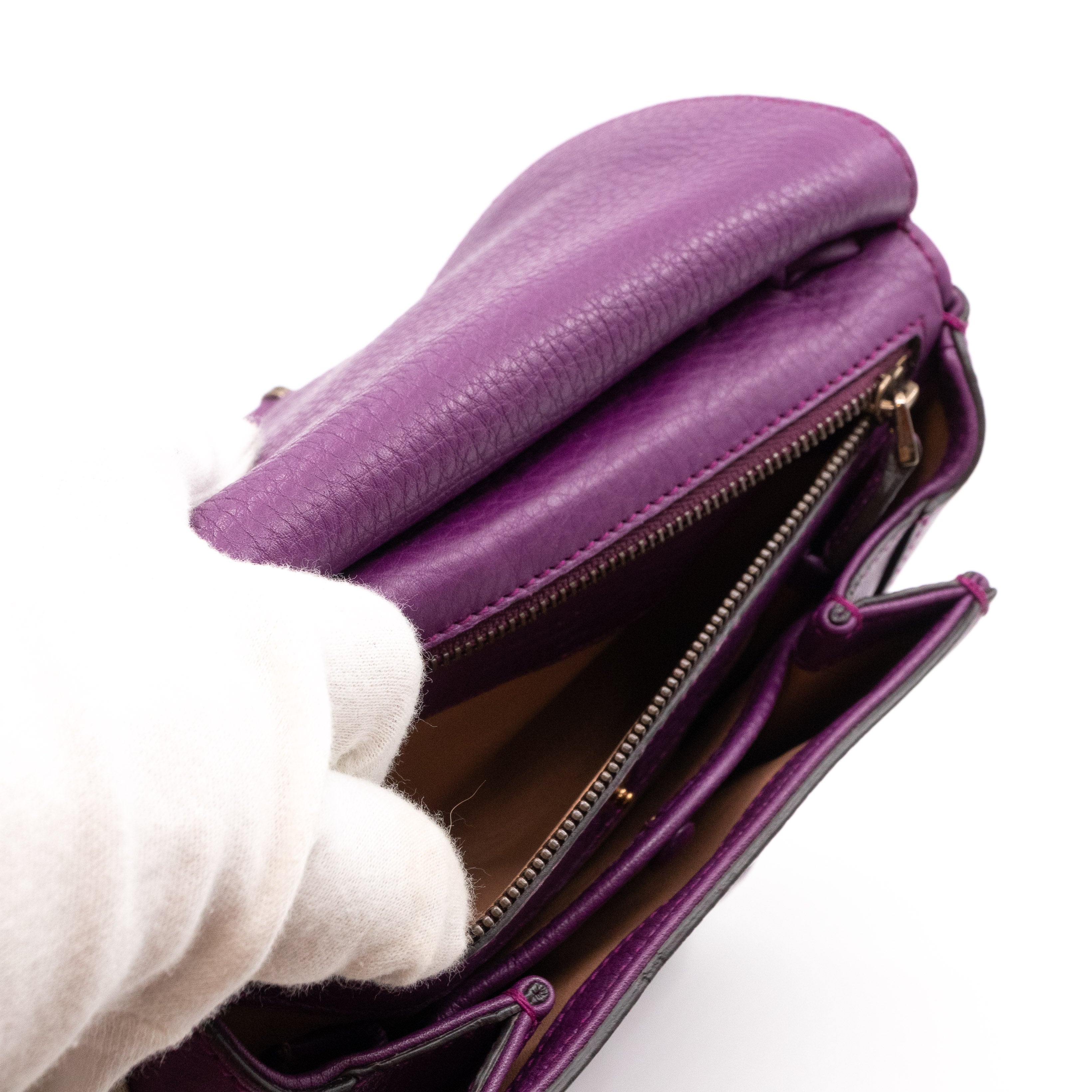 Nouveau Bamboo Shoulder Bag Purple Leather