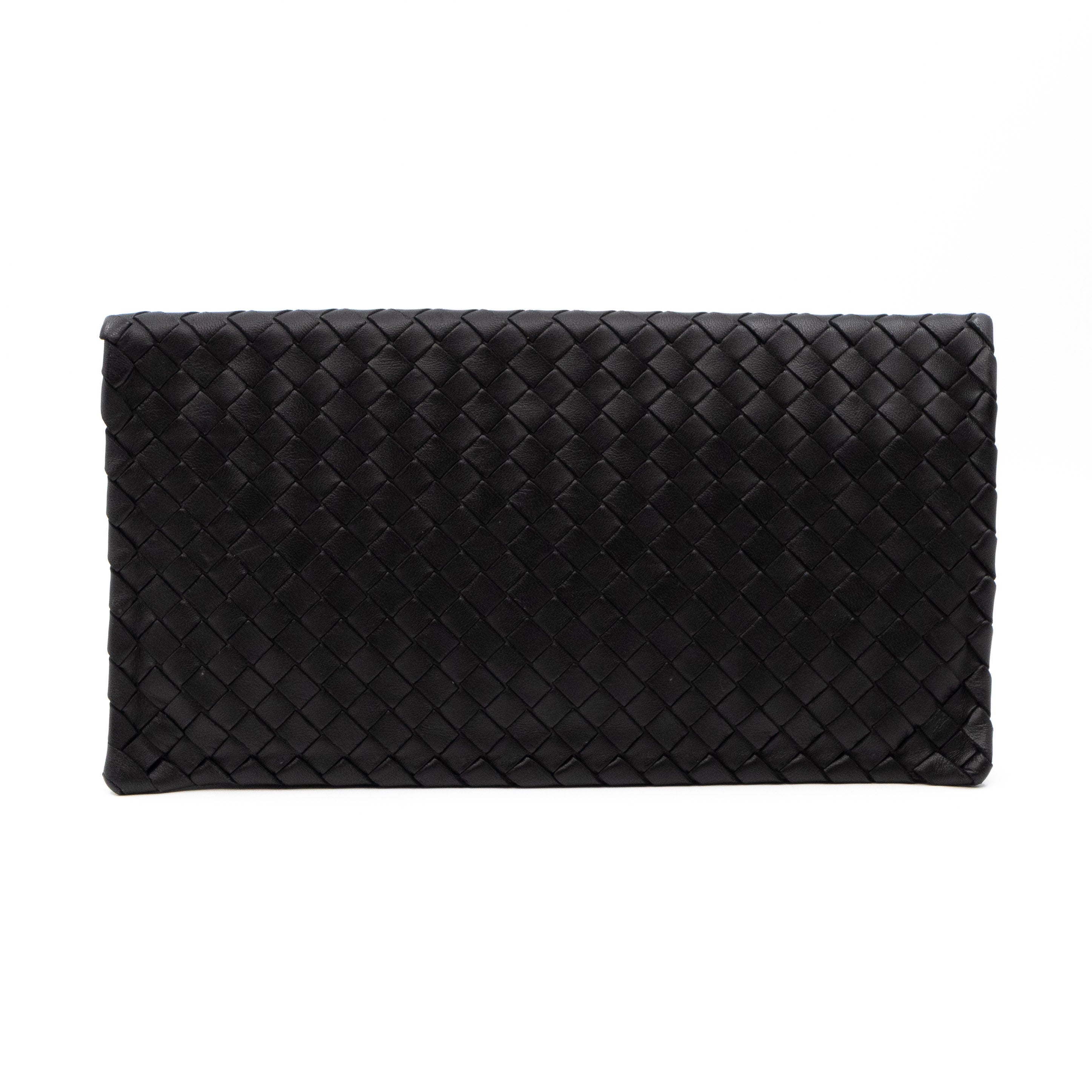 Twist Lock Clutch Intrecciato Black Leather