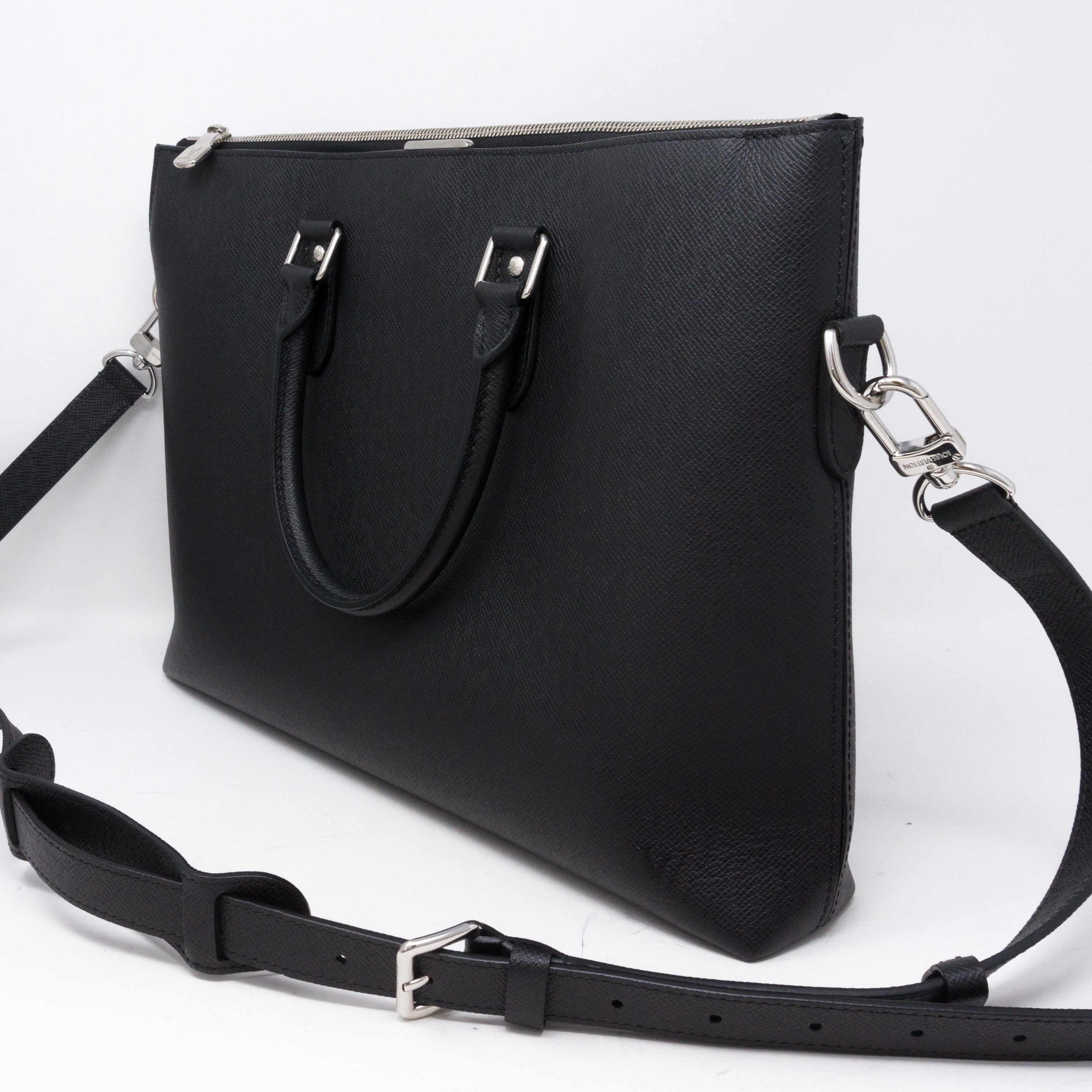 Anton Soft Briefcase Black Taiga Leather