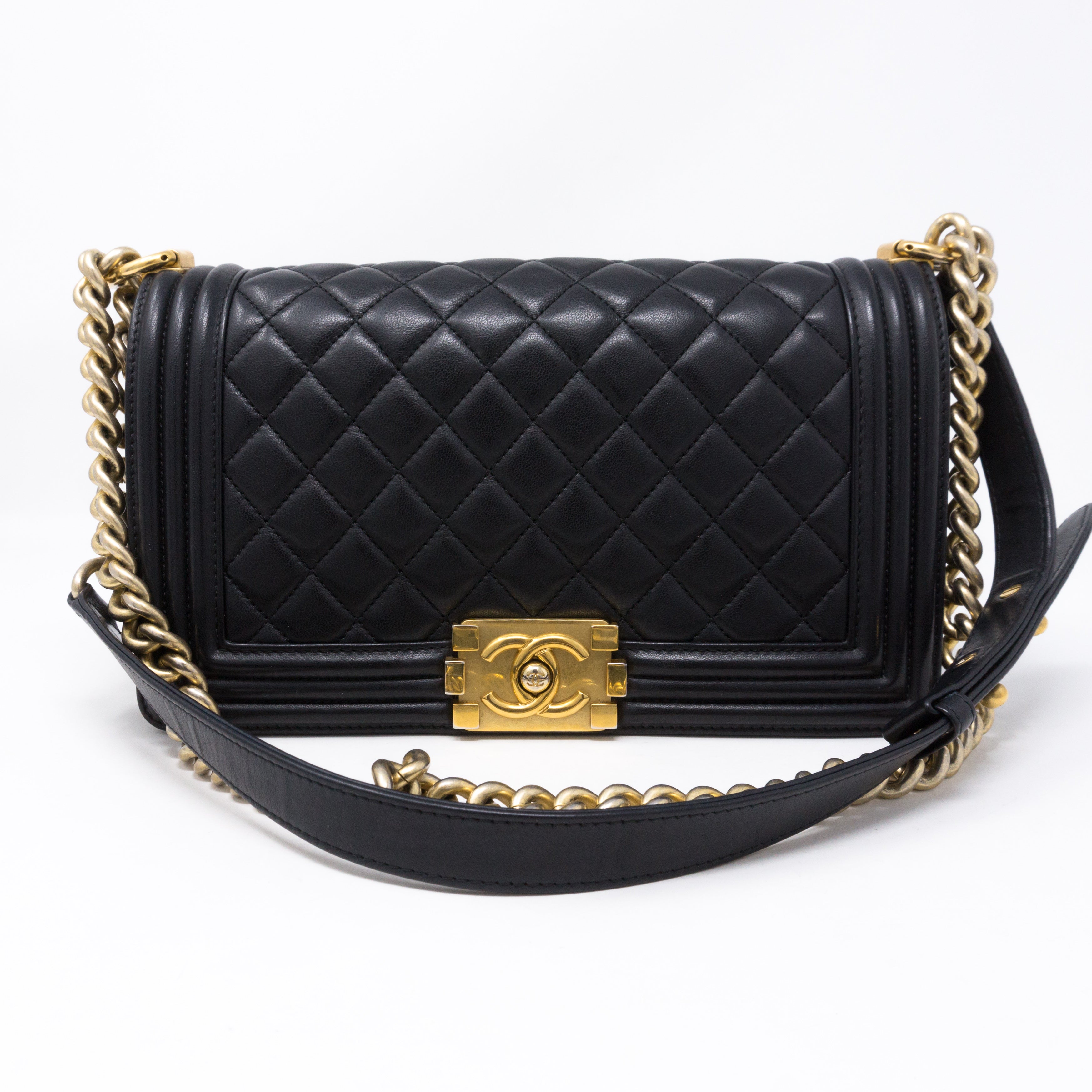 Boy Medium Black Lambskin Gold