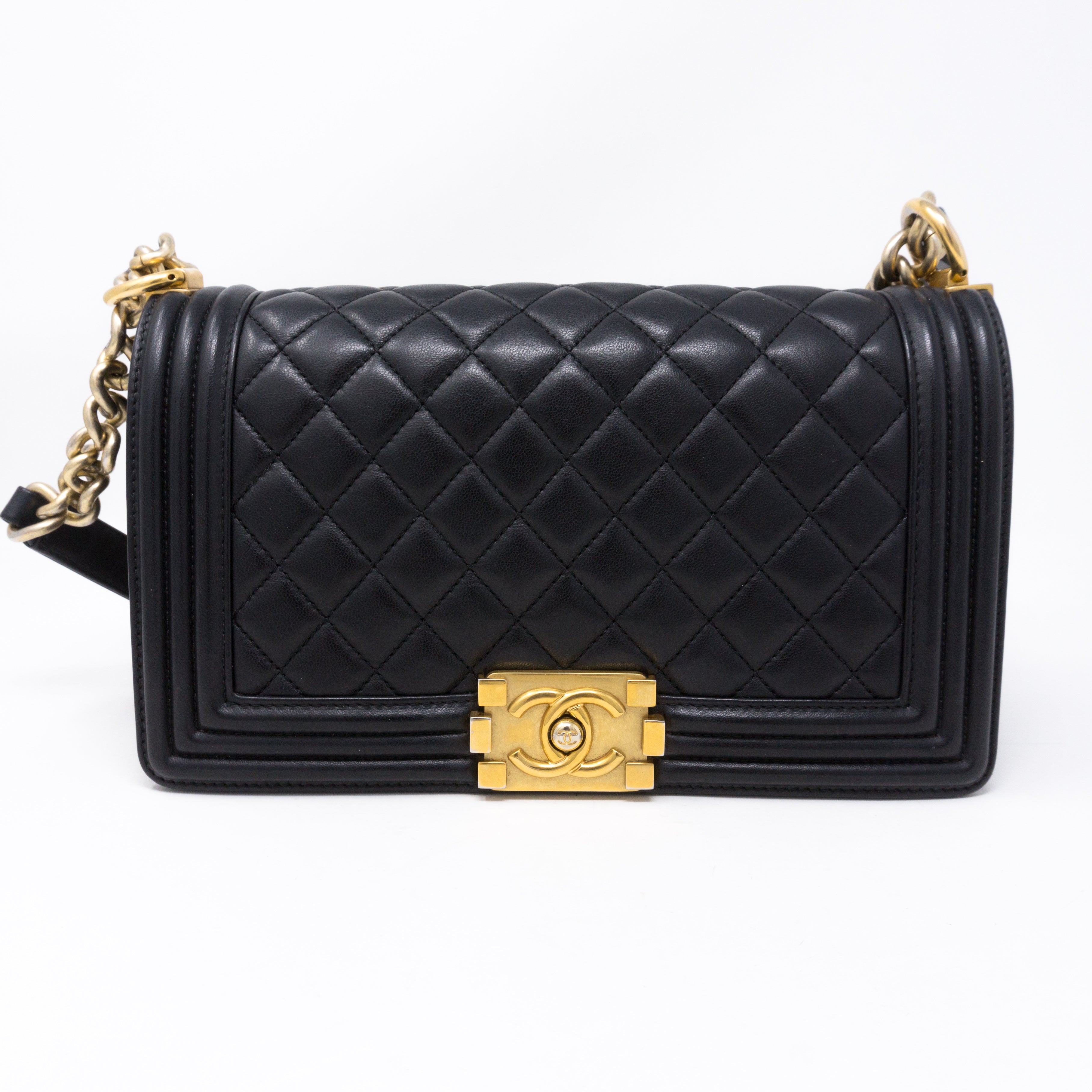 Boy Medium Black Lambskin Gold