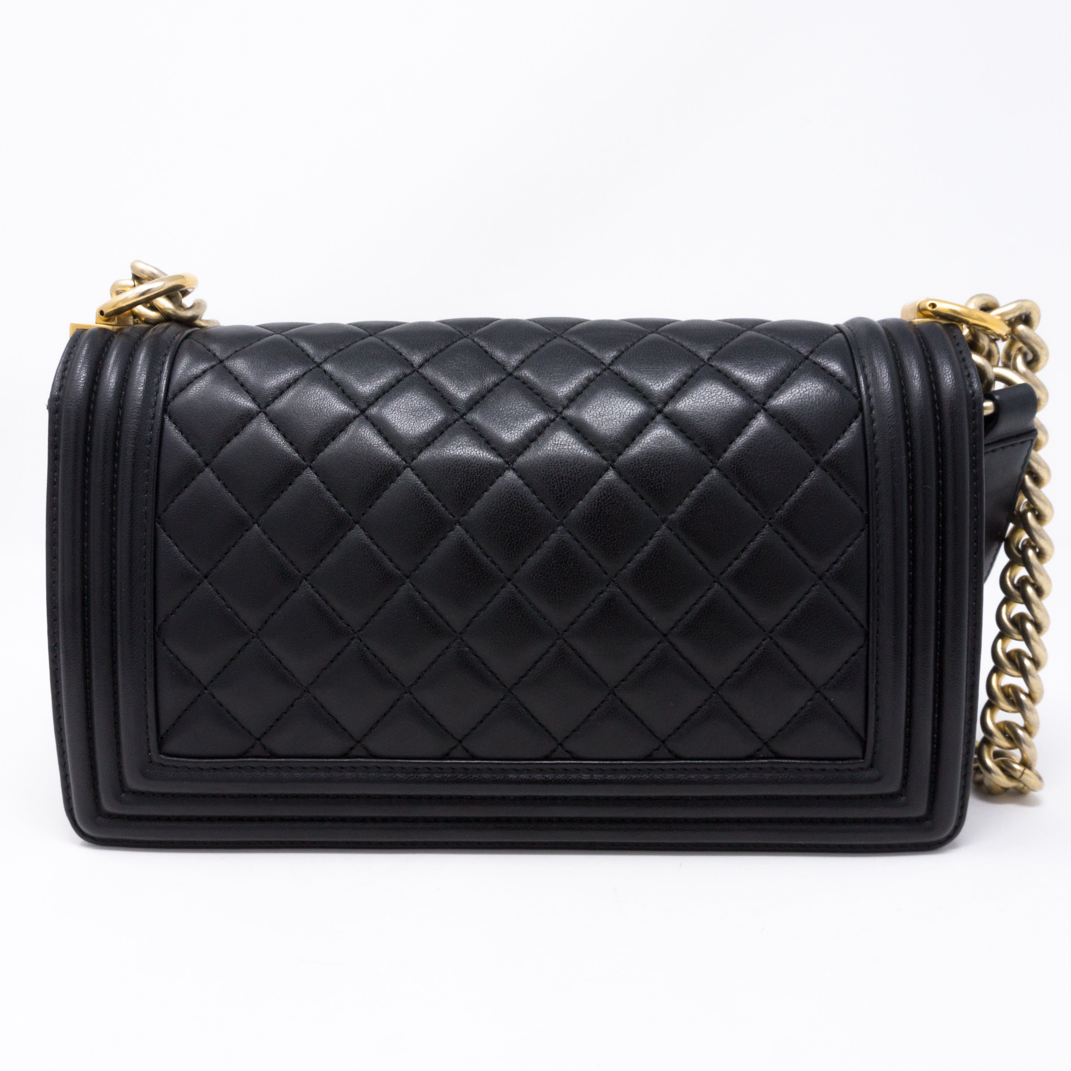 Boy Medium Black Lambskin Gold