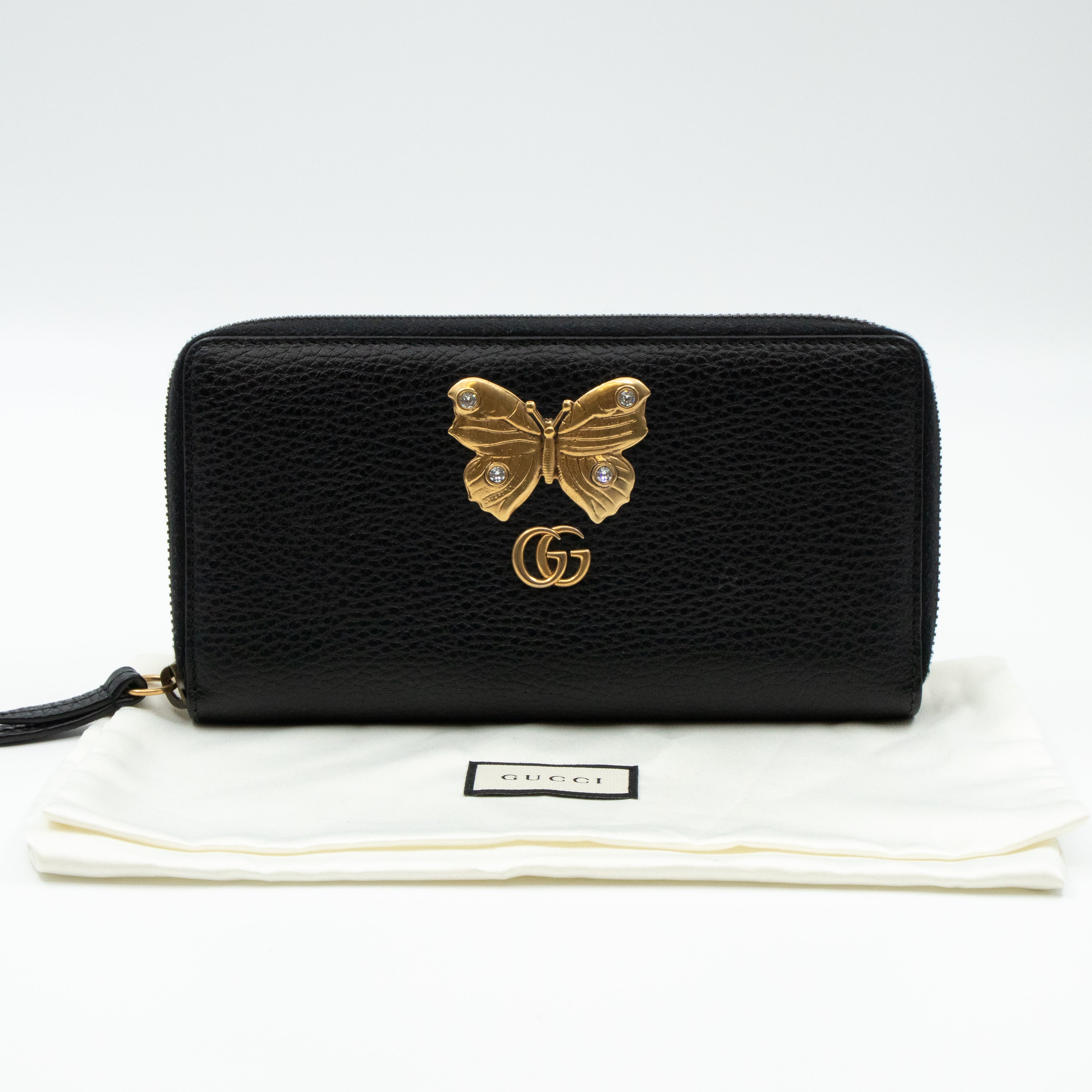 Butterfly Zip Around Wallet Black Leather