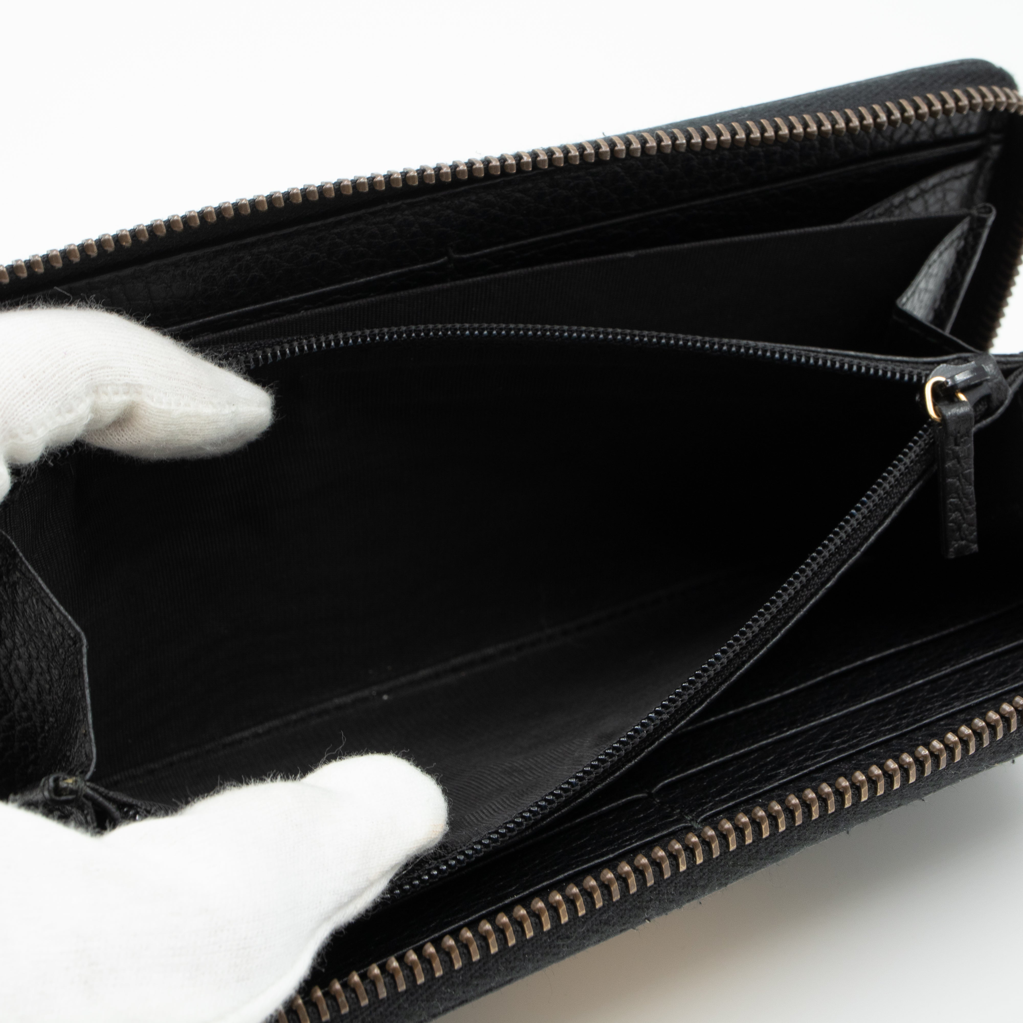 Butterfly Zip Around Wallet Black Leather