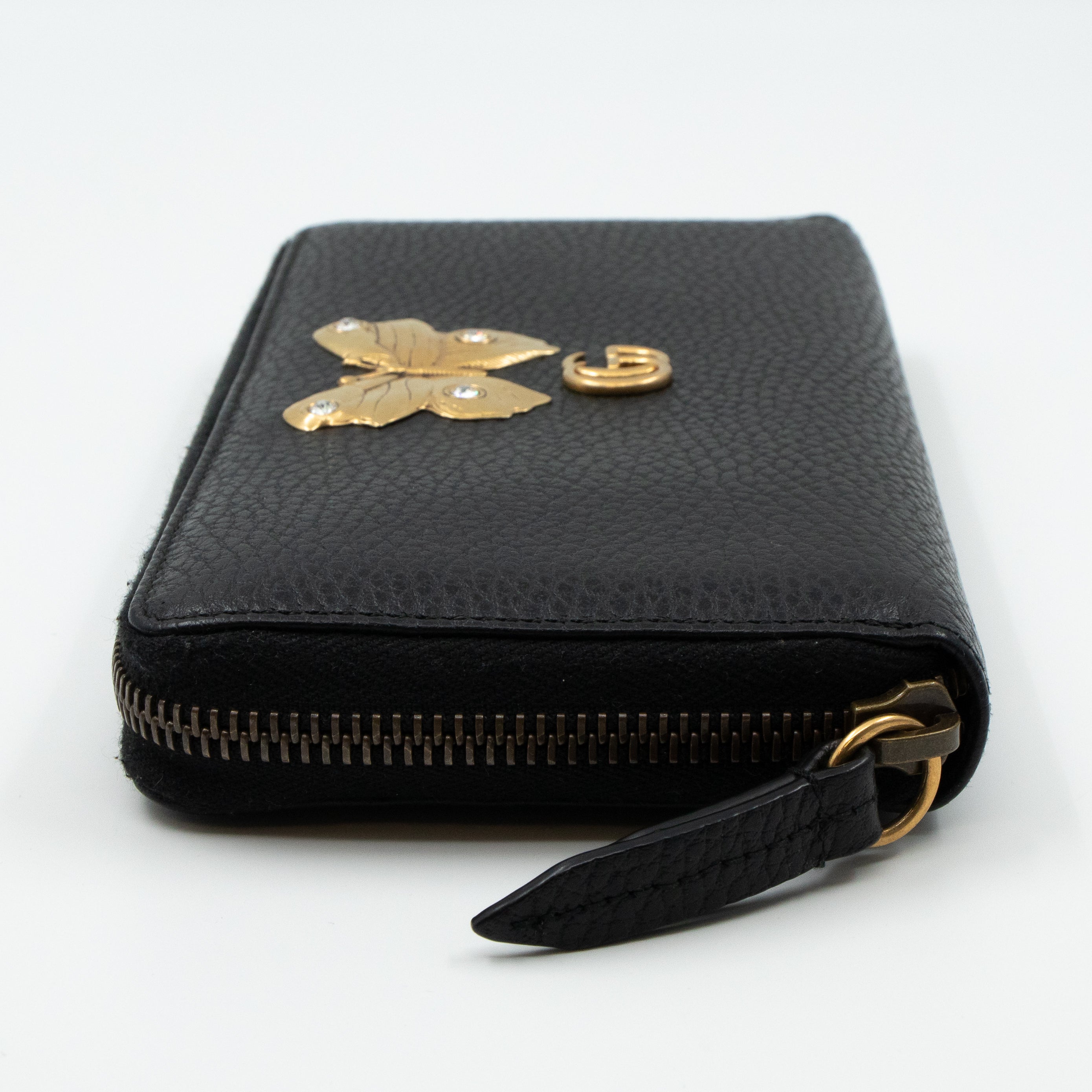 Butterfly Zip Around Wallet Black Leather