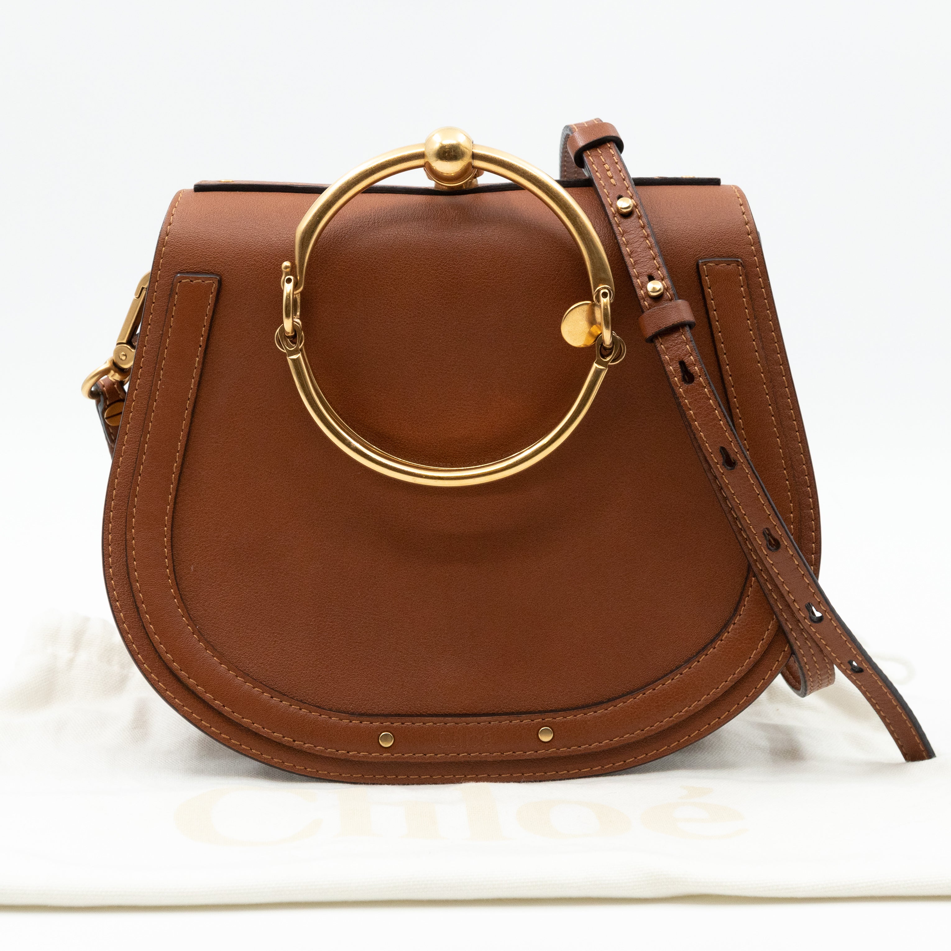 Medium Nile Bracelet Bag Brown Leather