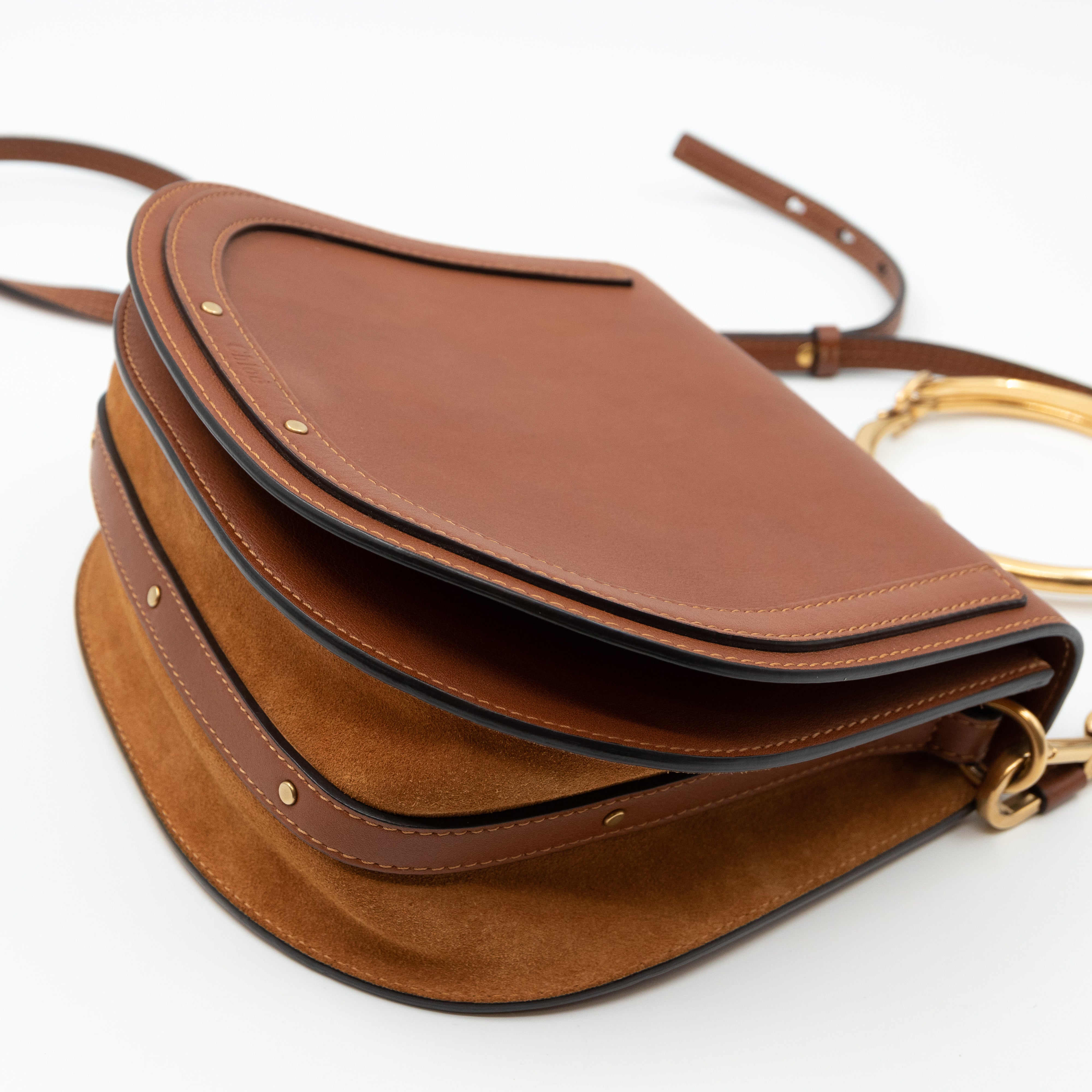Medium Nile Bracelet Bag Brown Leather
