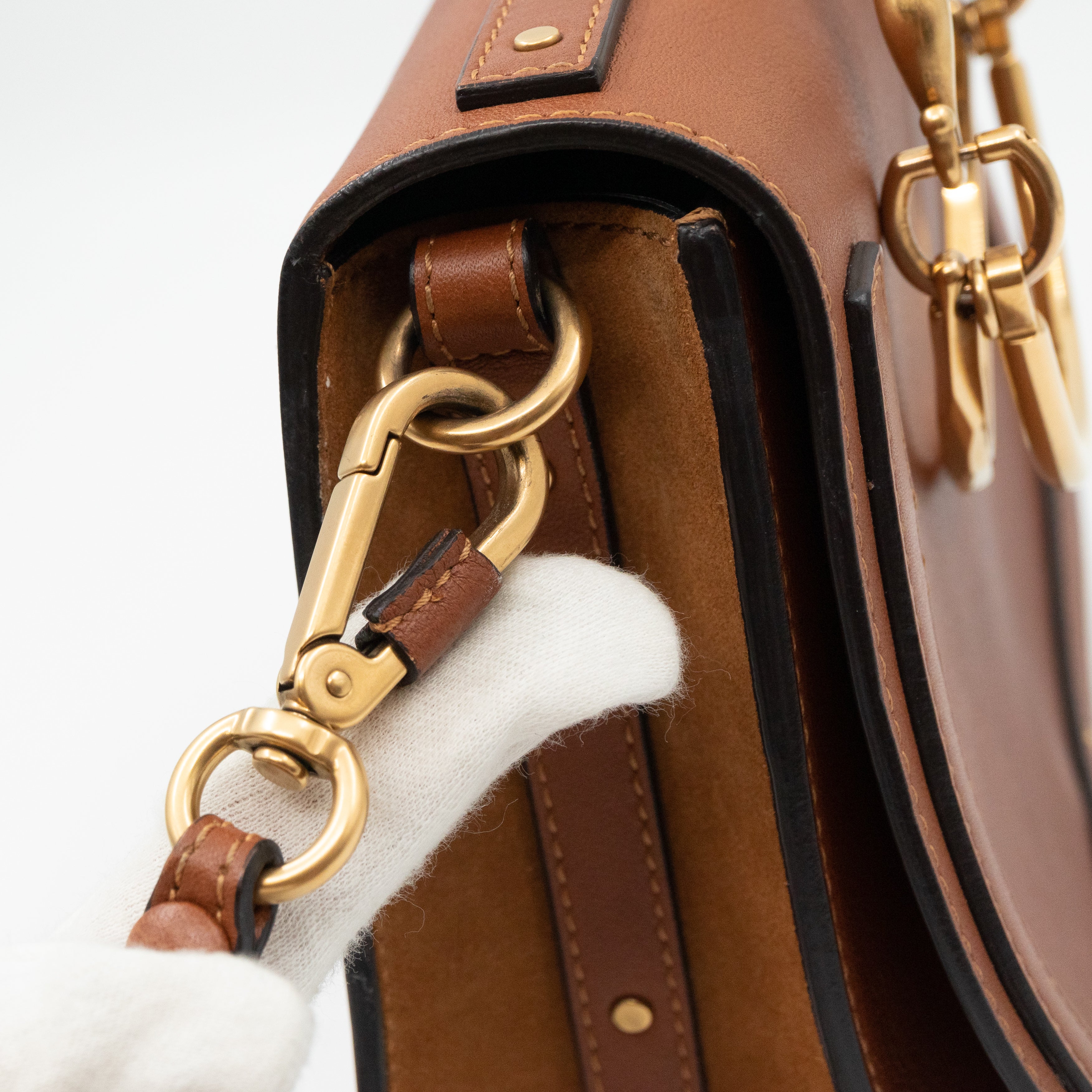 Medium Nile Bracelet Bag Brown Leather