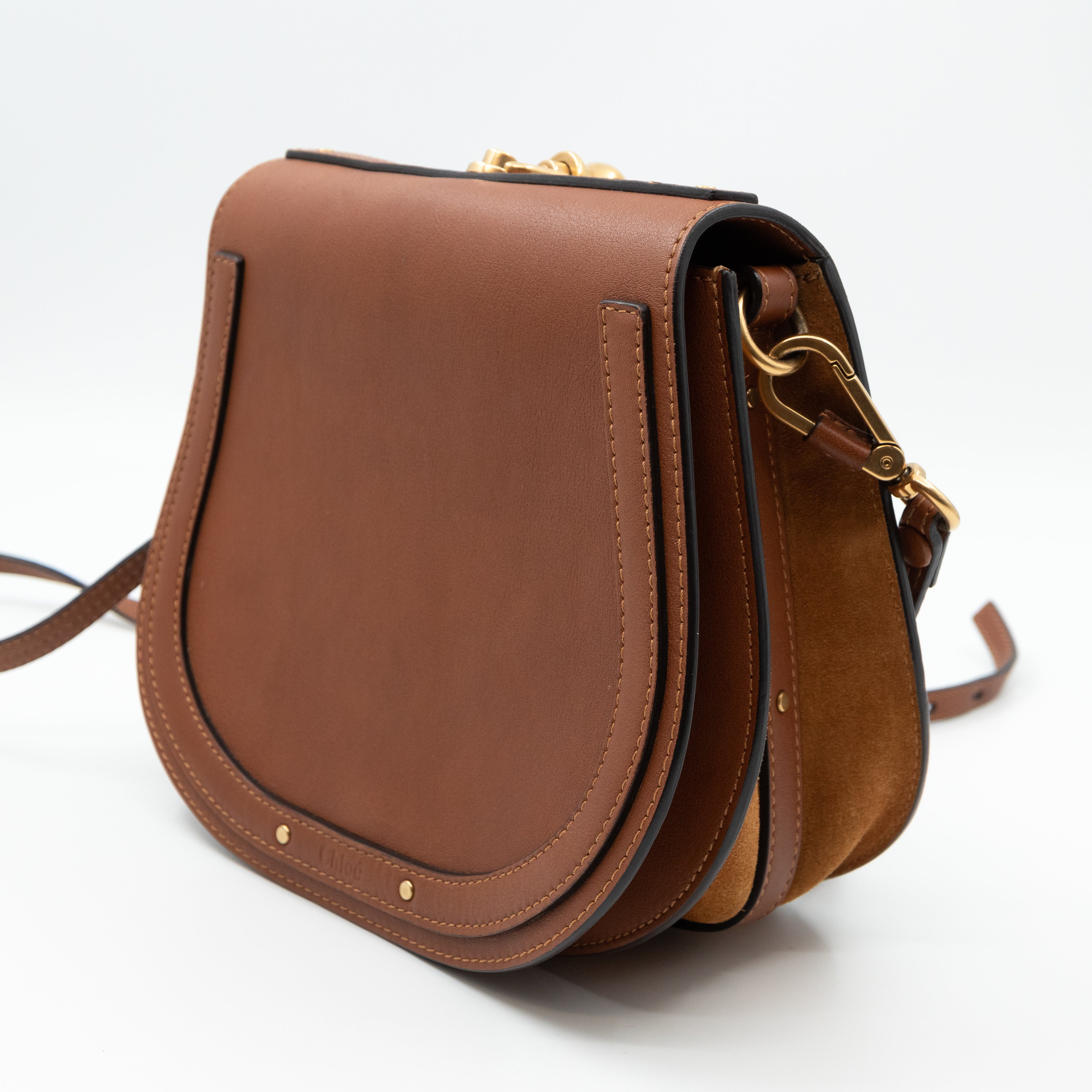 Medium Nile Bracelet Bag Brown Leather