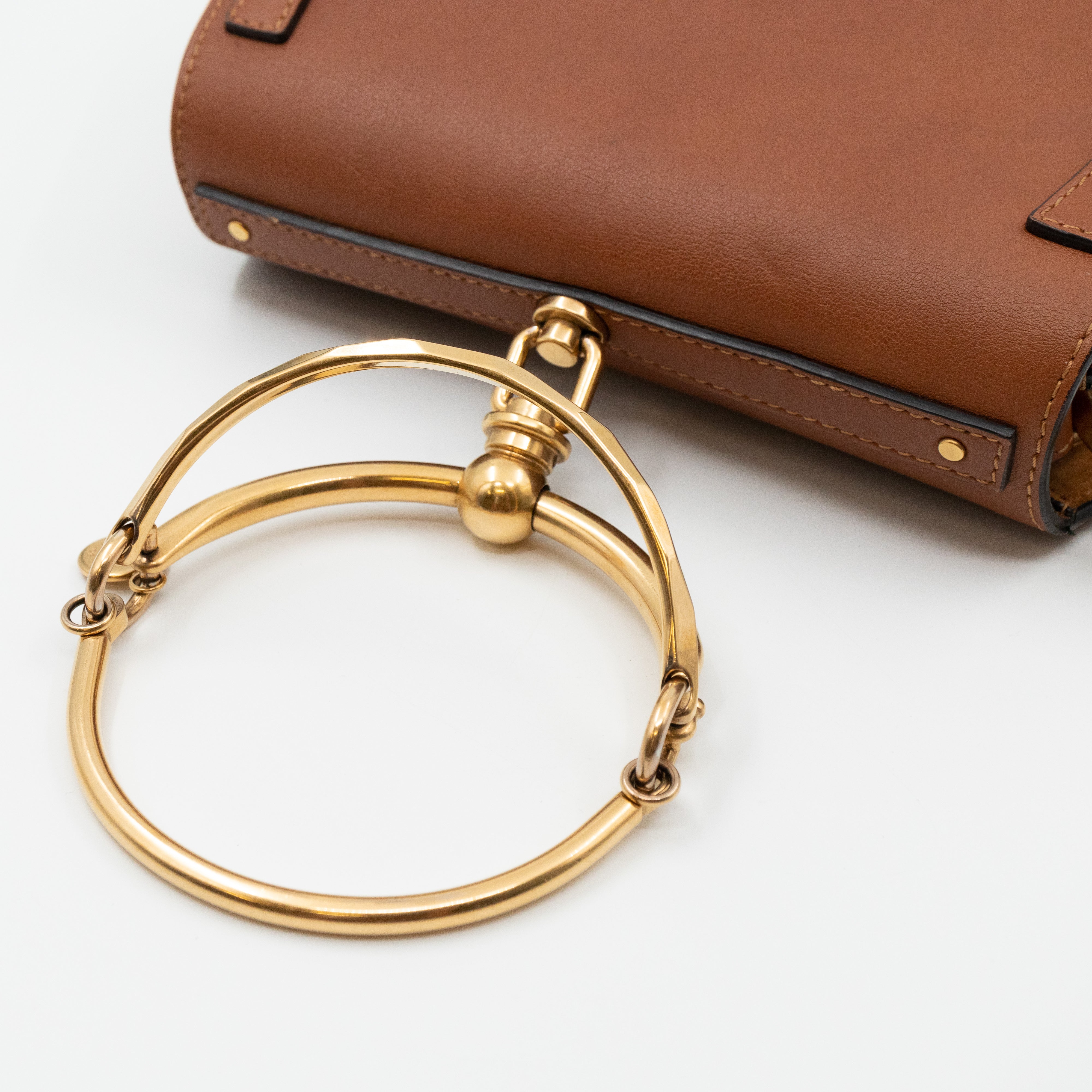 Medium Nile Bracelet Bag Brown Leather