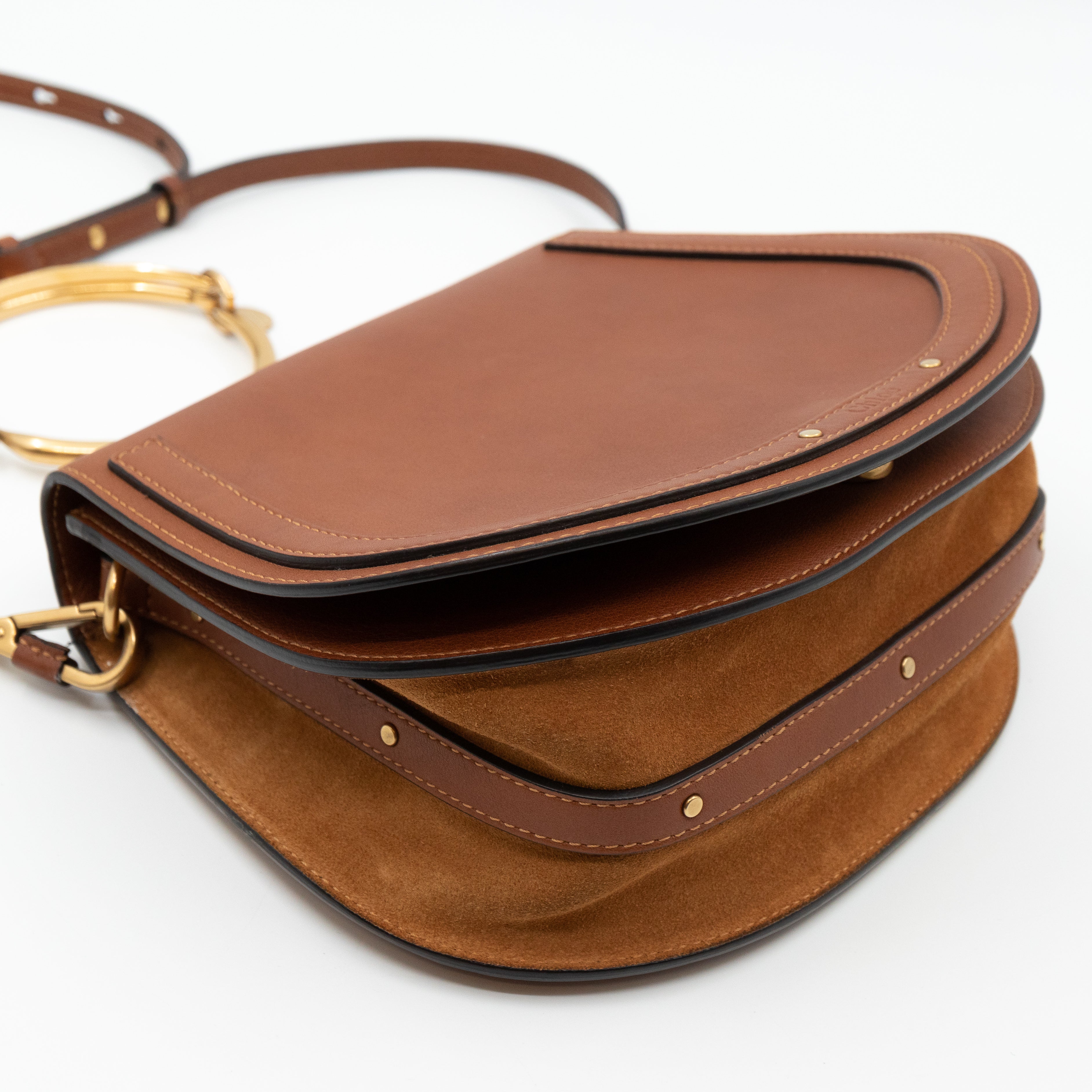 Medium Nile Bracelet Bag Brown Leather