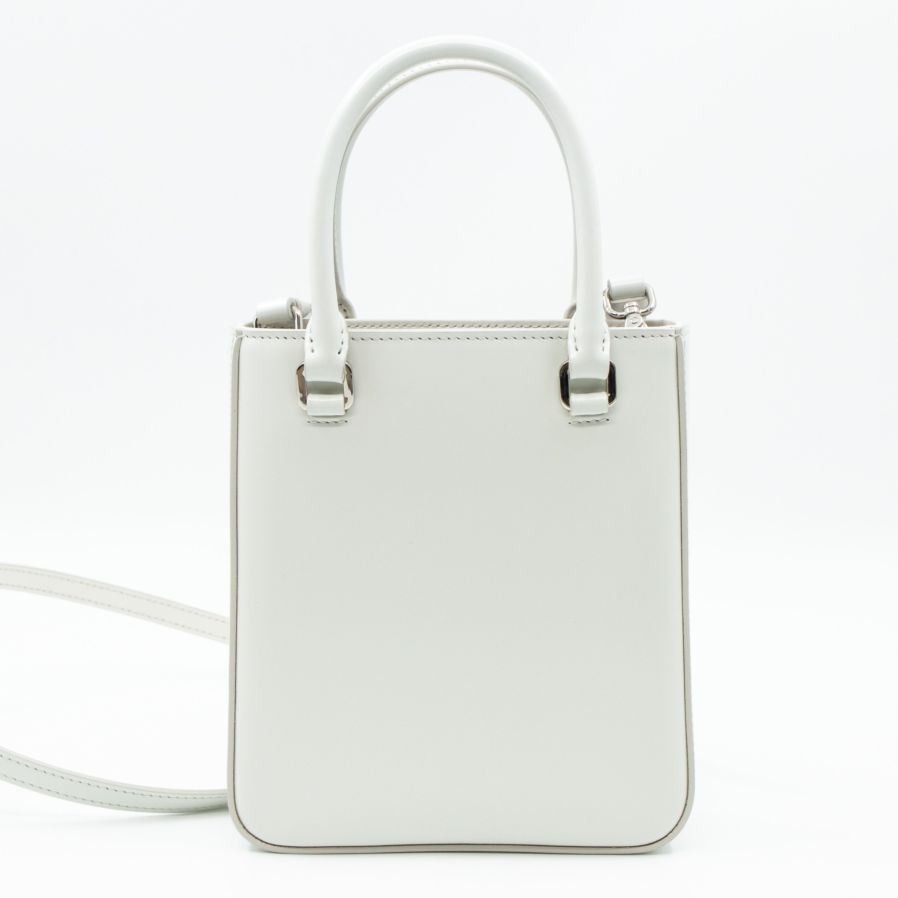 Small Crossbody Tote White Brushed Leather