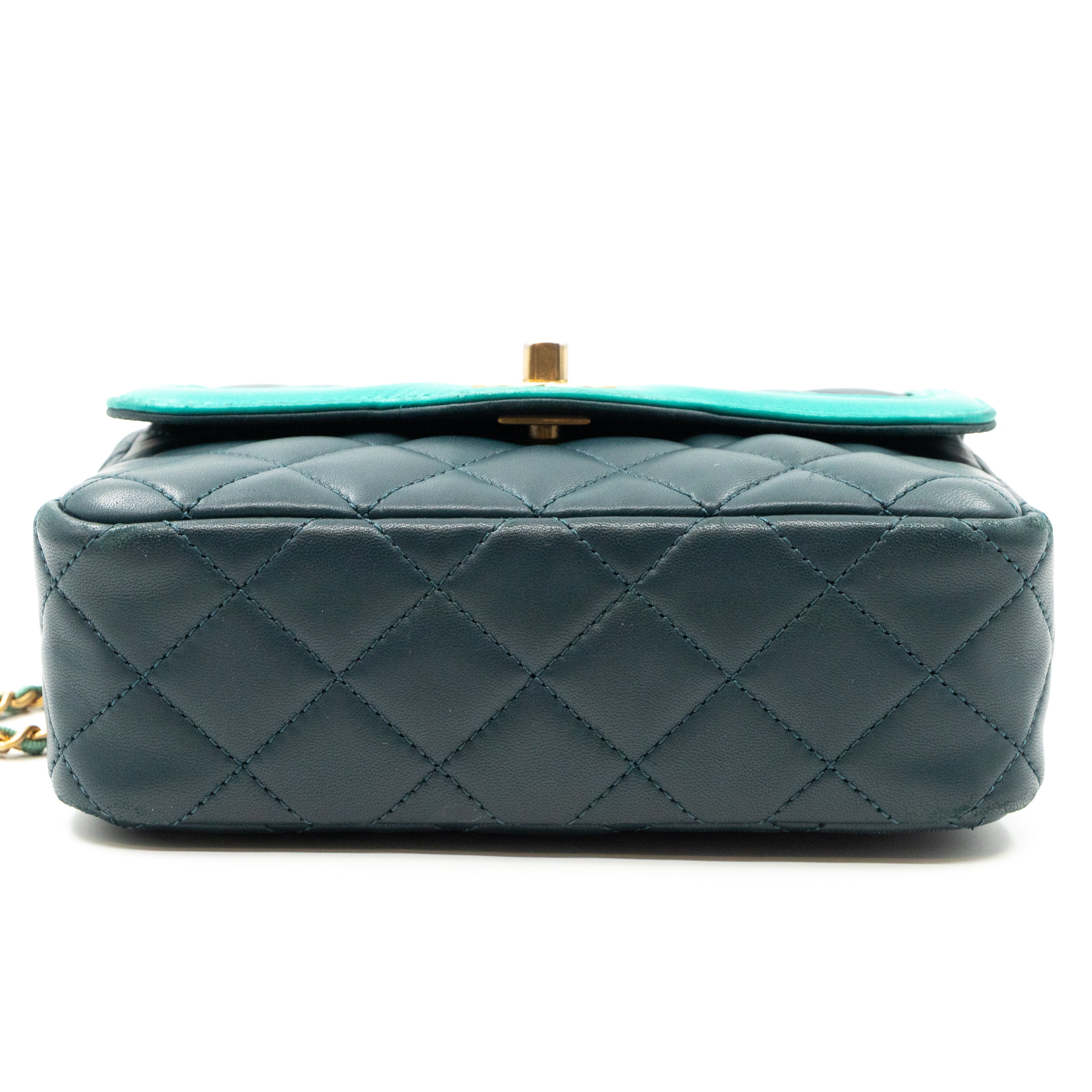 Small Single Flap Bag Blue Leather