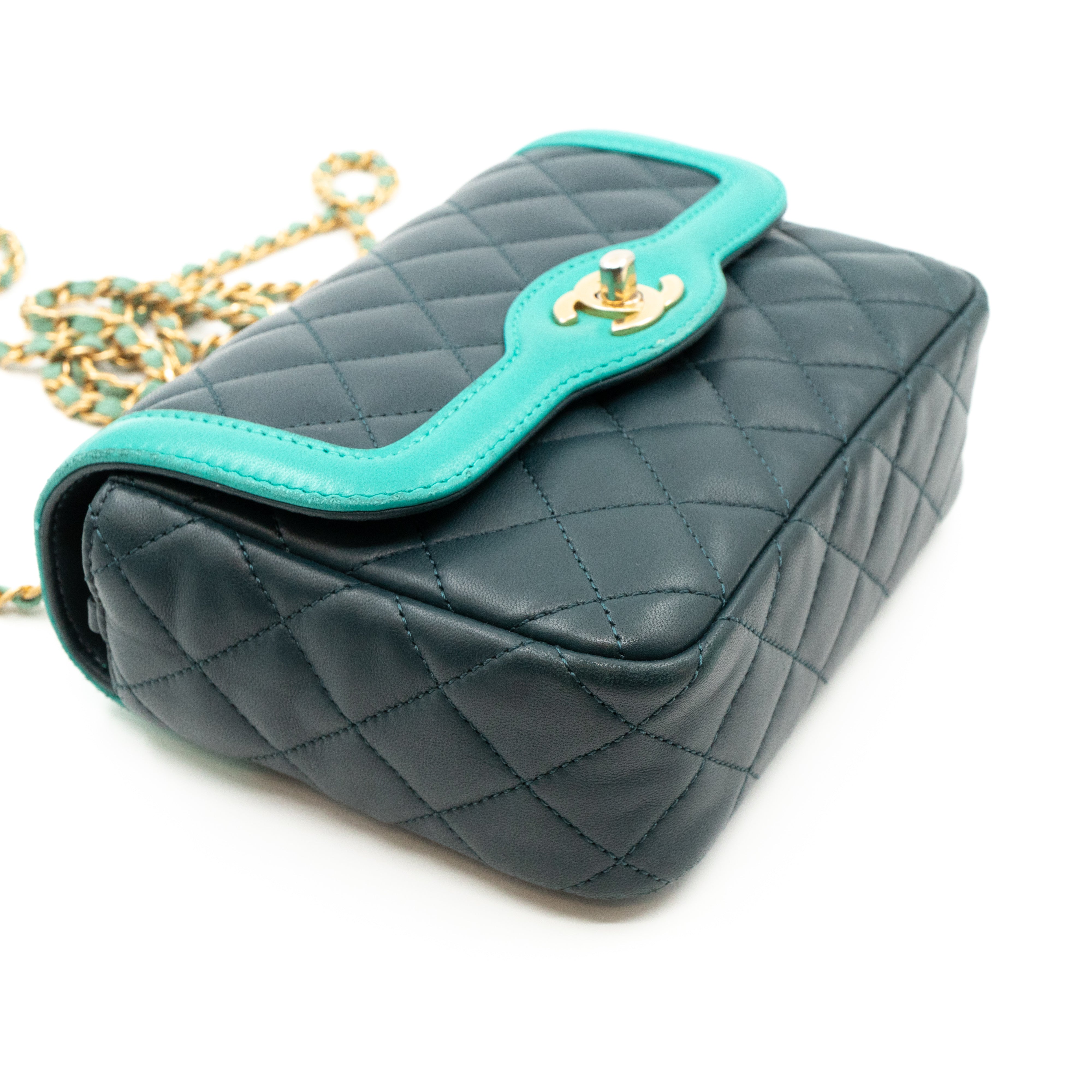 Small Single Flap Bag Blue Leather