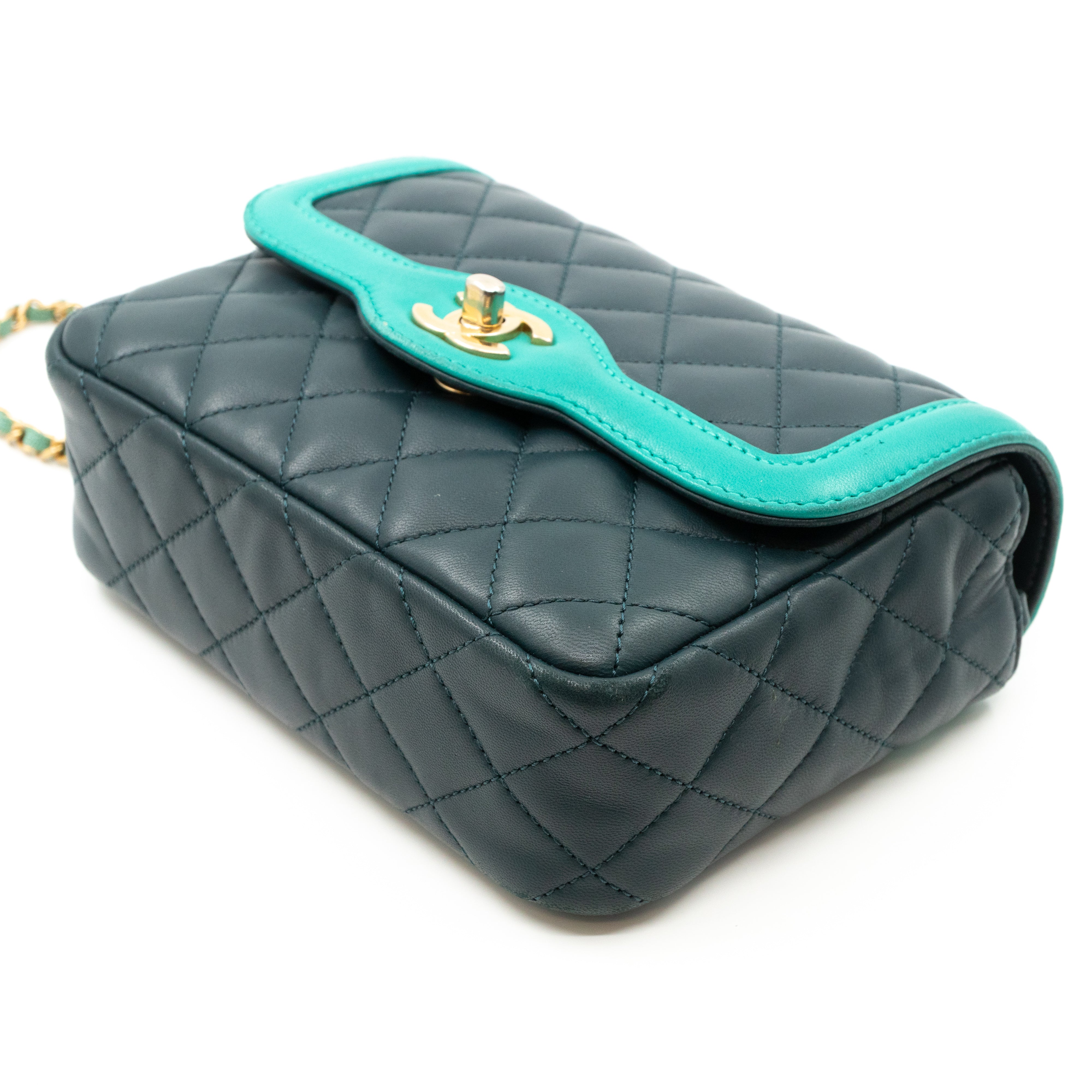 Small Single Flap Bag Blue Leather