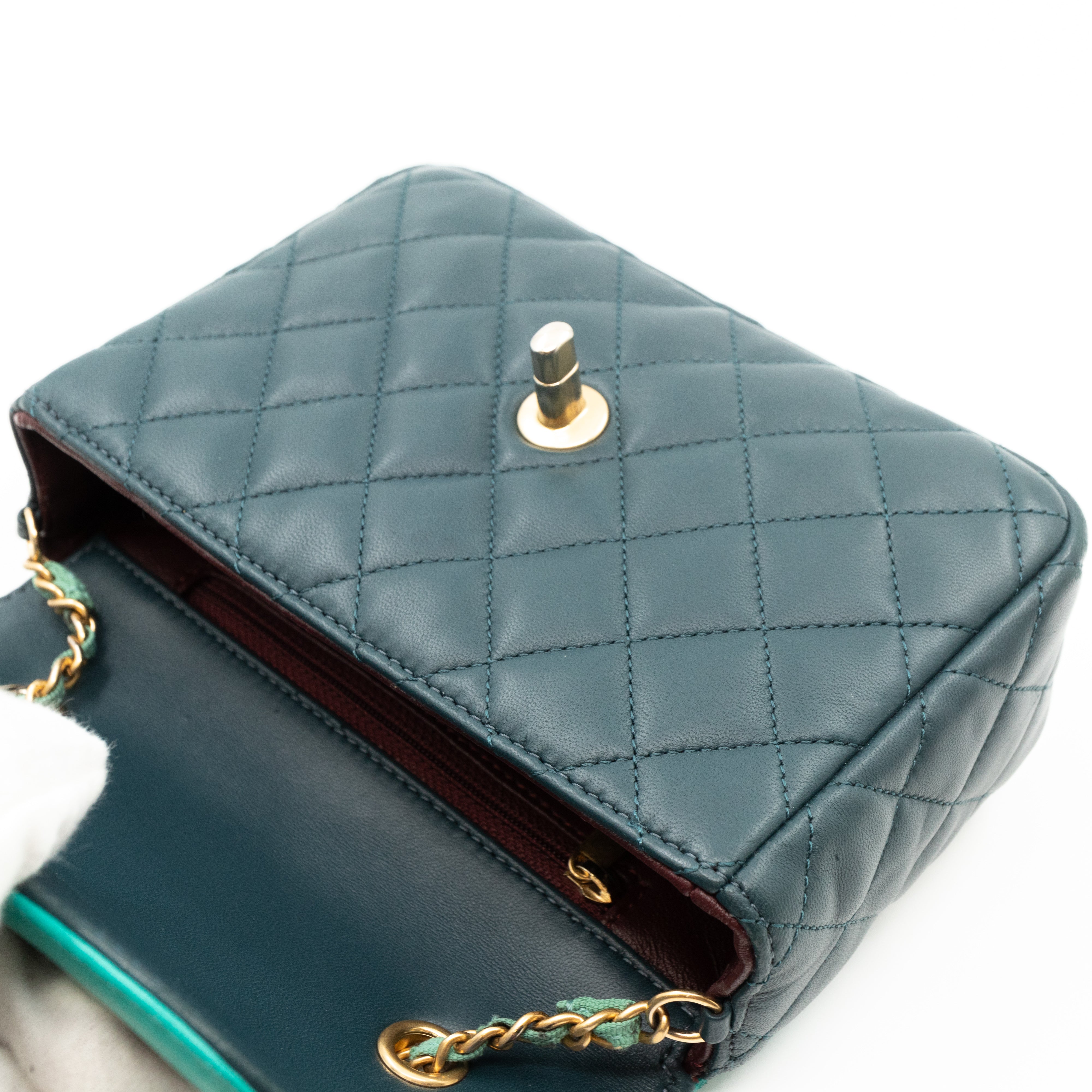 Small Single Flap Bag Blue Leather