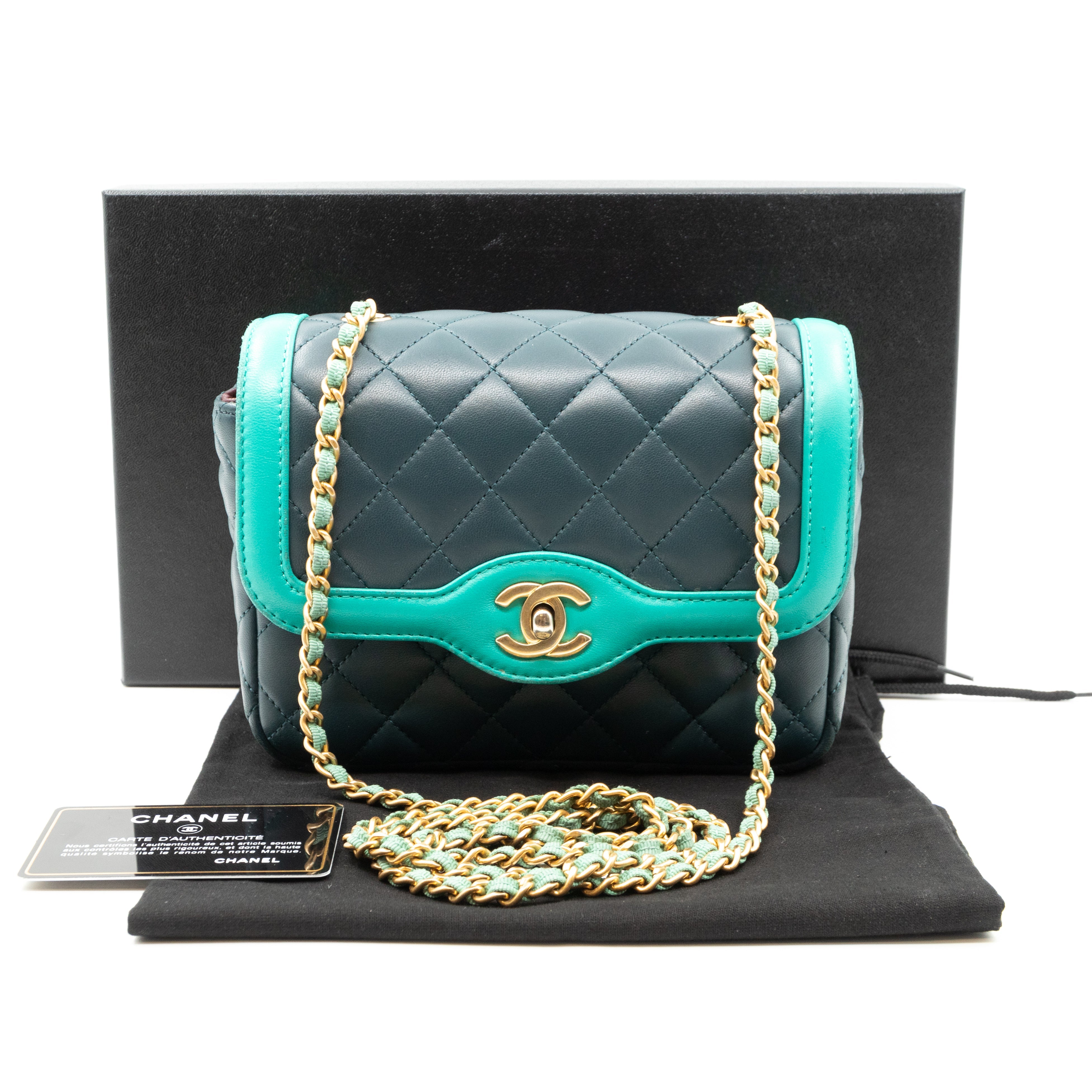 Small Single Flap Bag Blue Leather