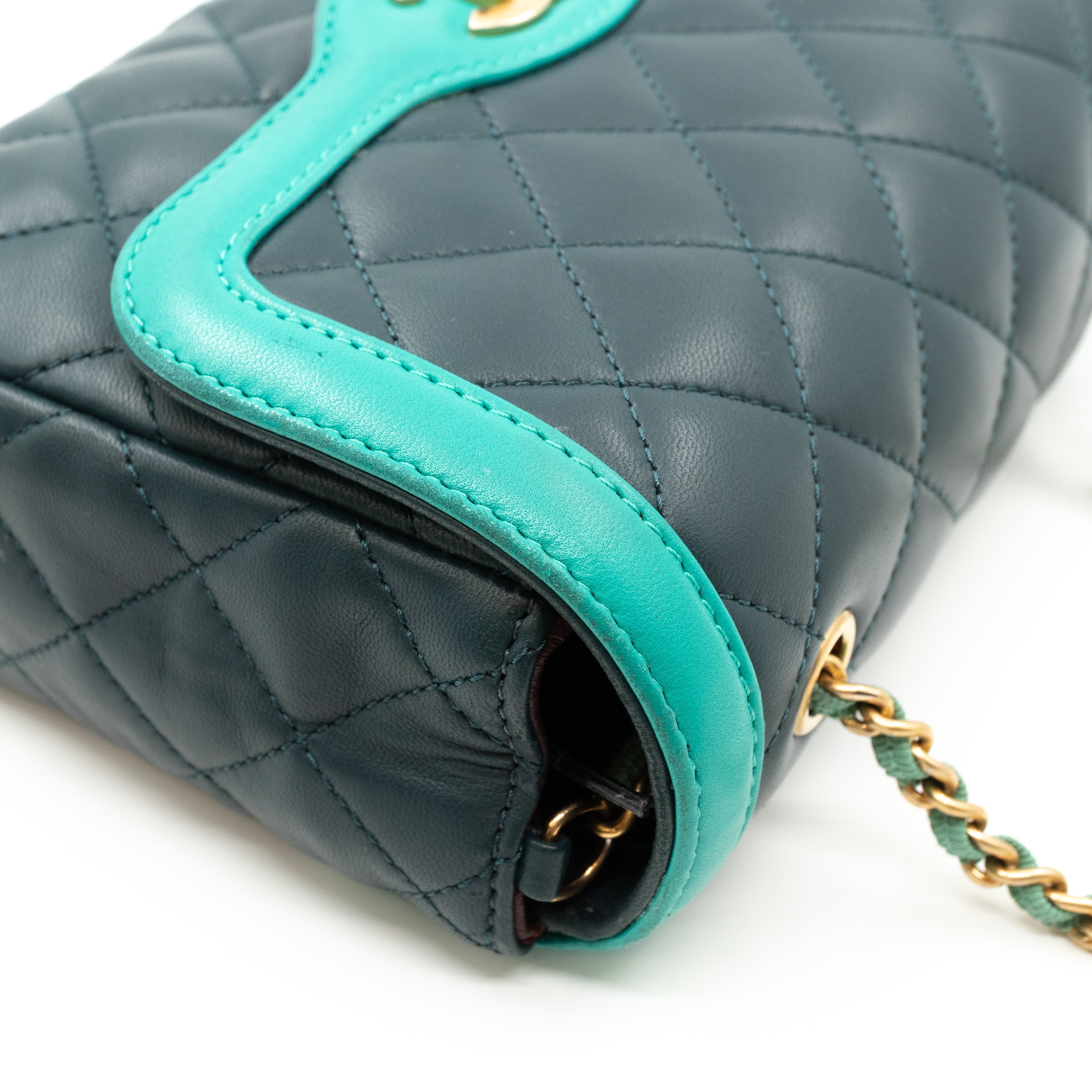 Small Single Flap Bag Blue Leather