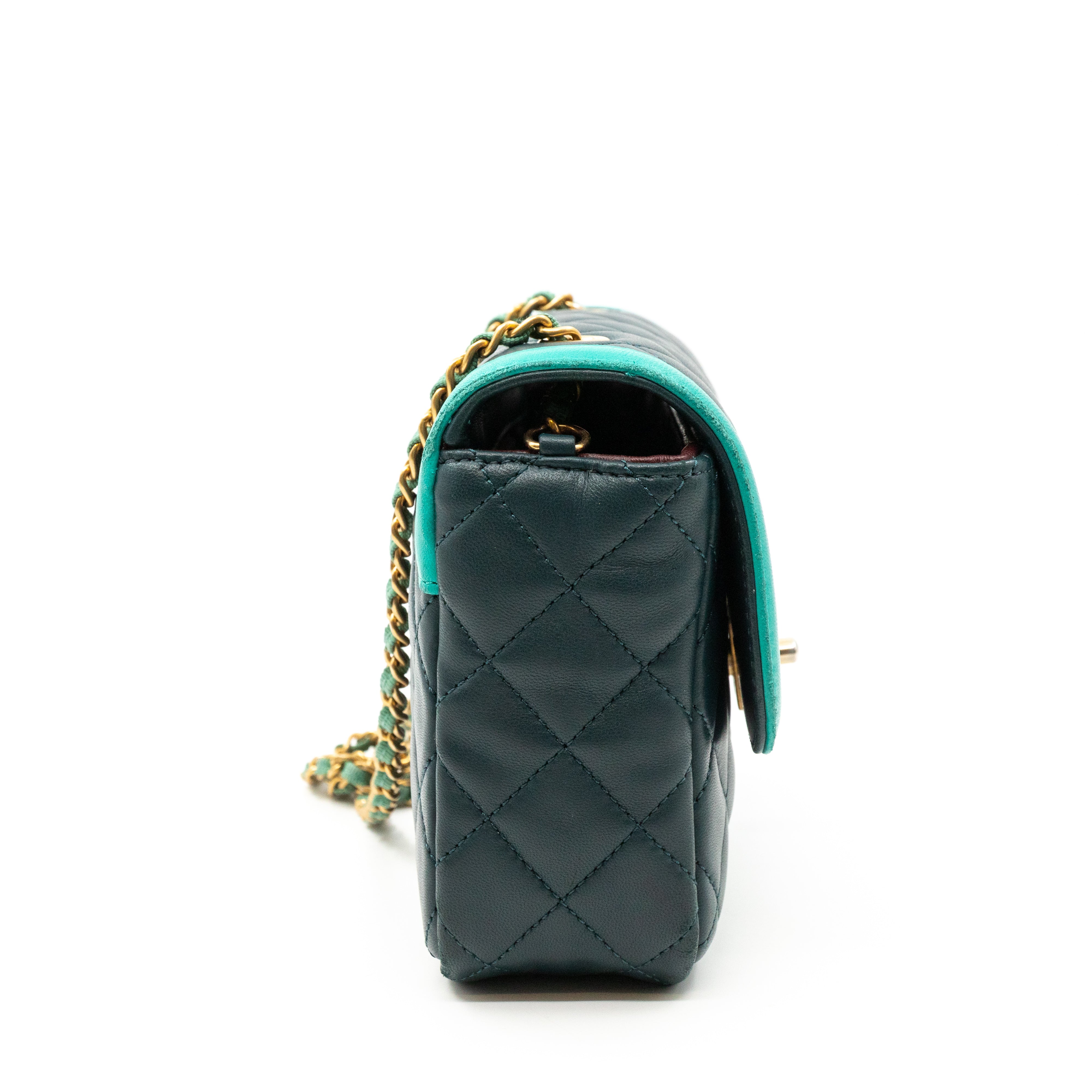 Small Single Flap Bag Blue Leather