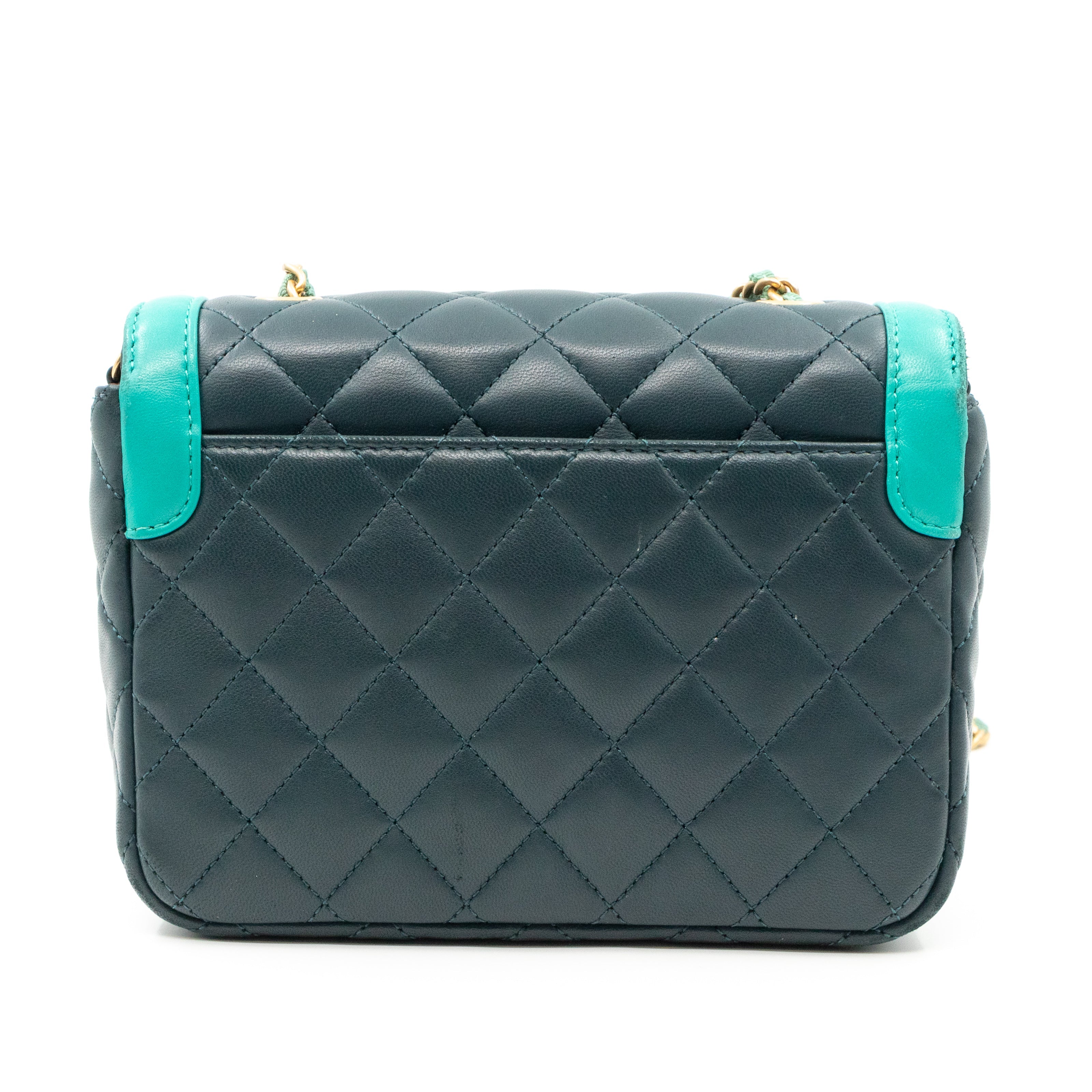 Small Single Flap Bag Blue Leather