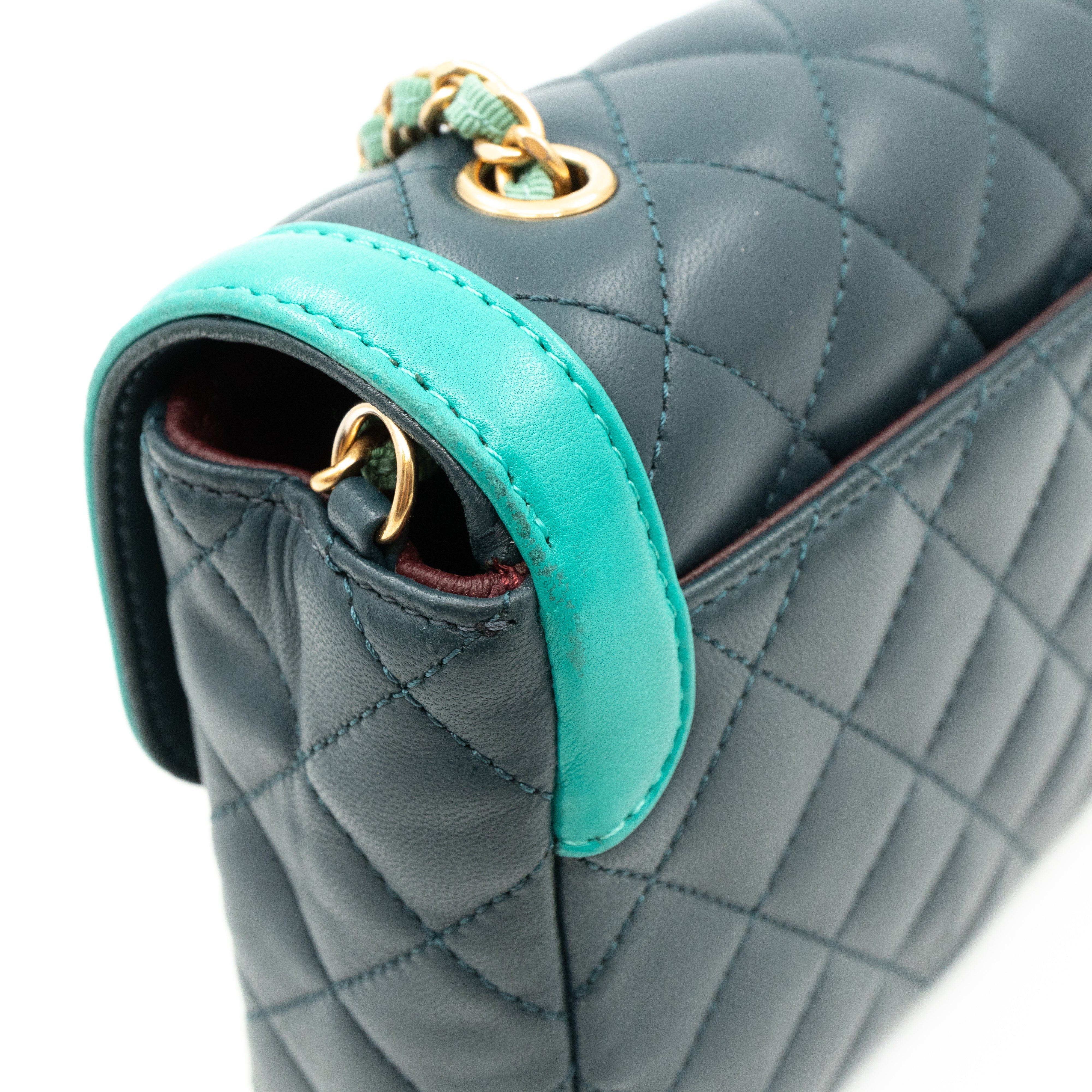 Small Single Flap Bag Blue Leather