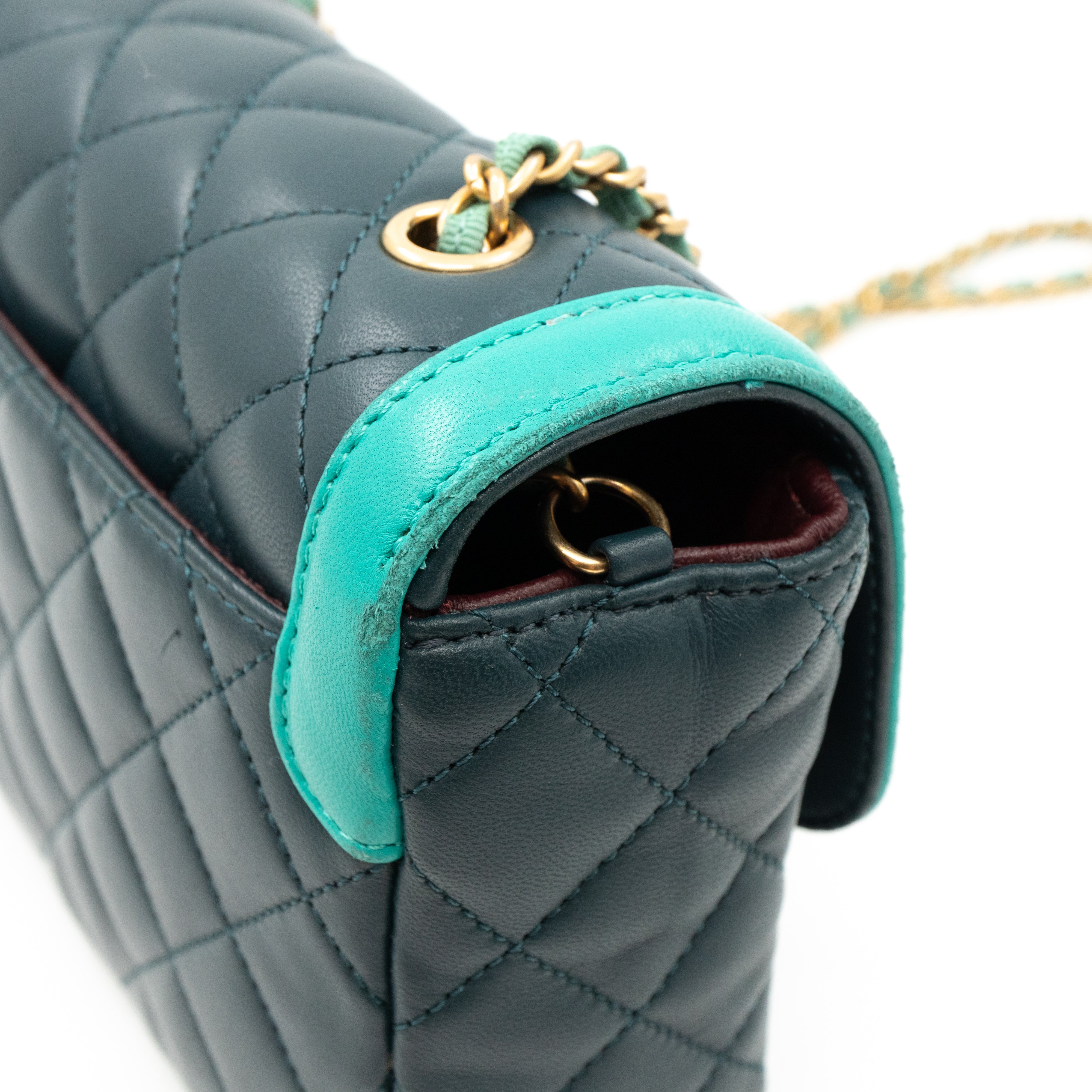 Small Single Flap Bag Blue Leather