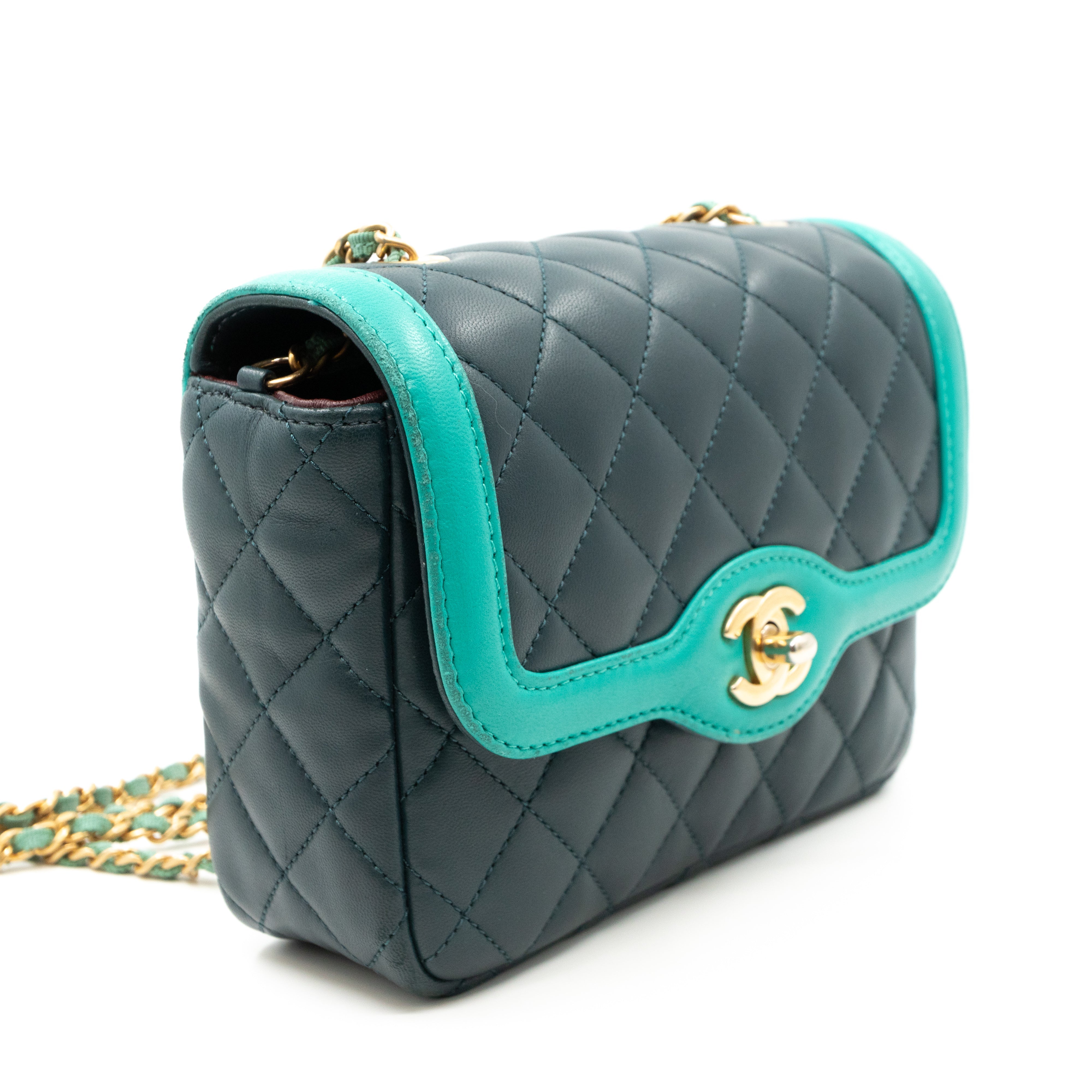 Small Single Flap Bag Blue Leather