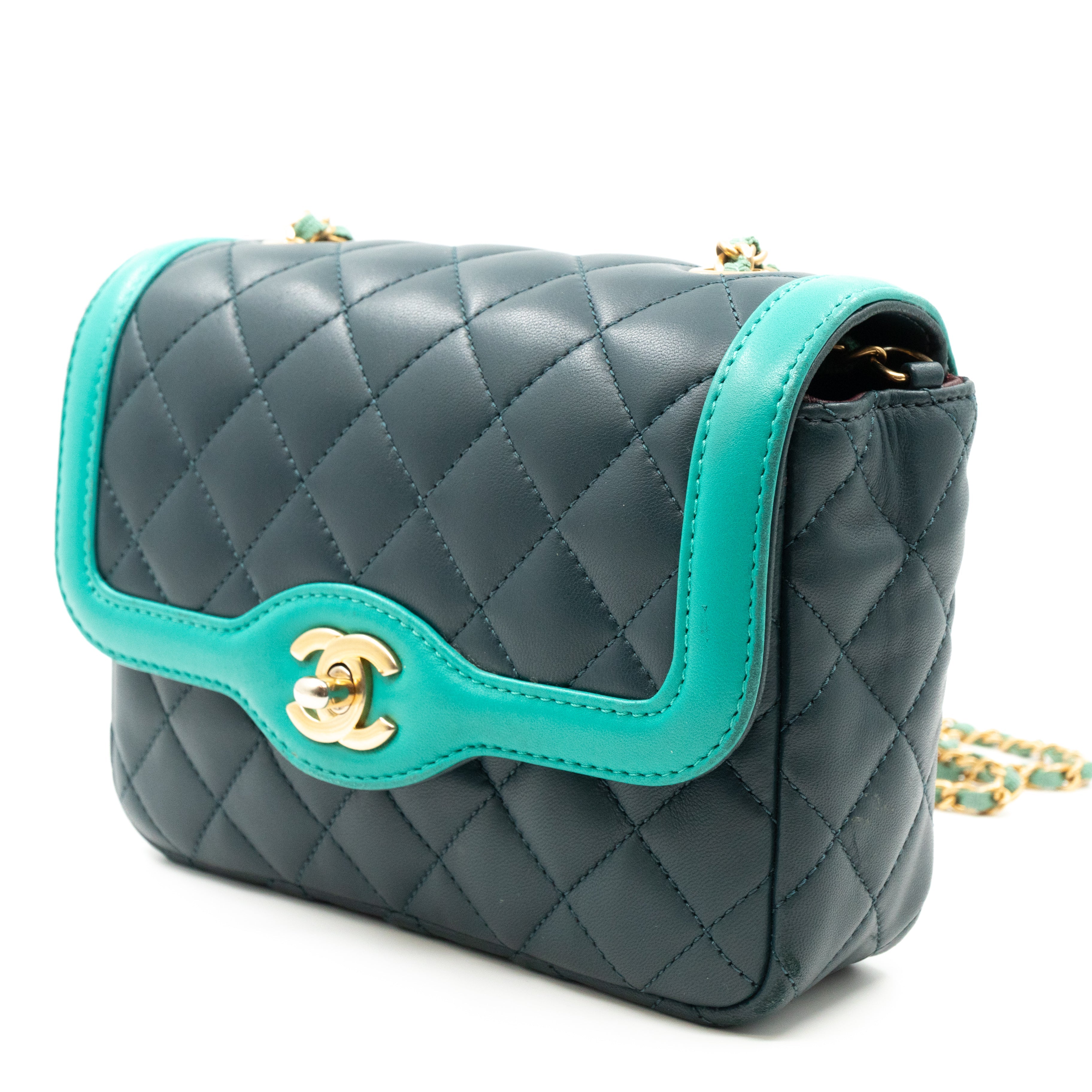 Small Single Flap Bag Blue Leather