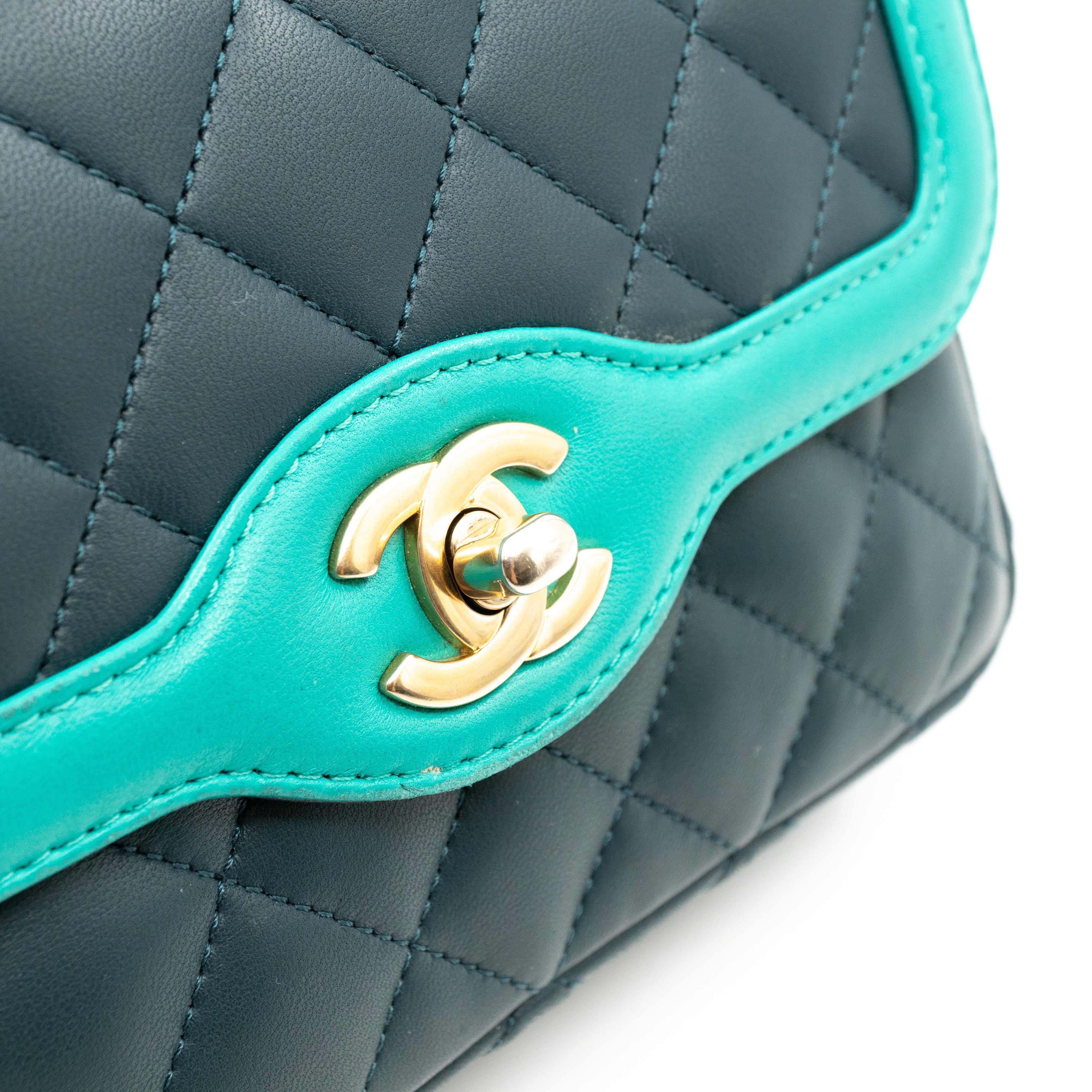 Small Single Flap Bag Blue Leather