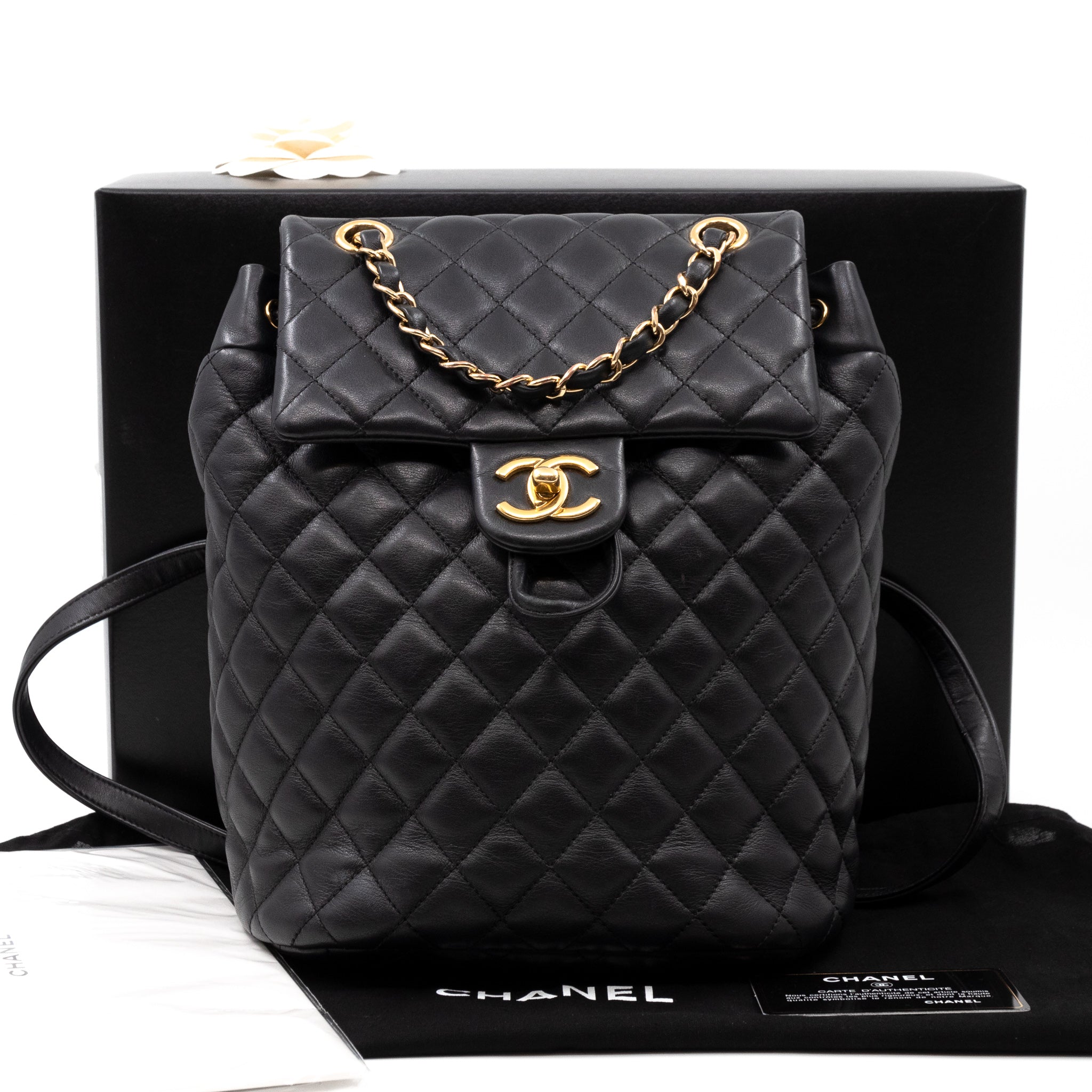 Urban Spirit Backpack Black Quilted Leather