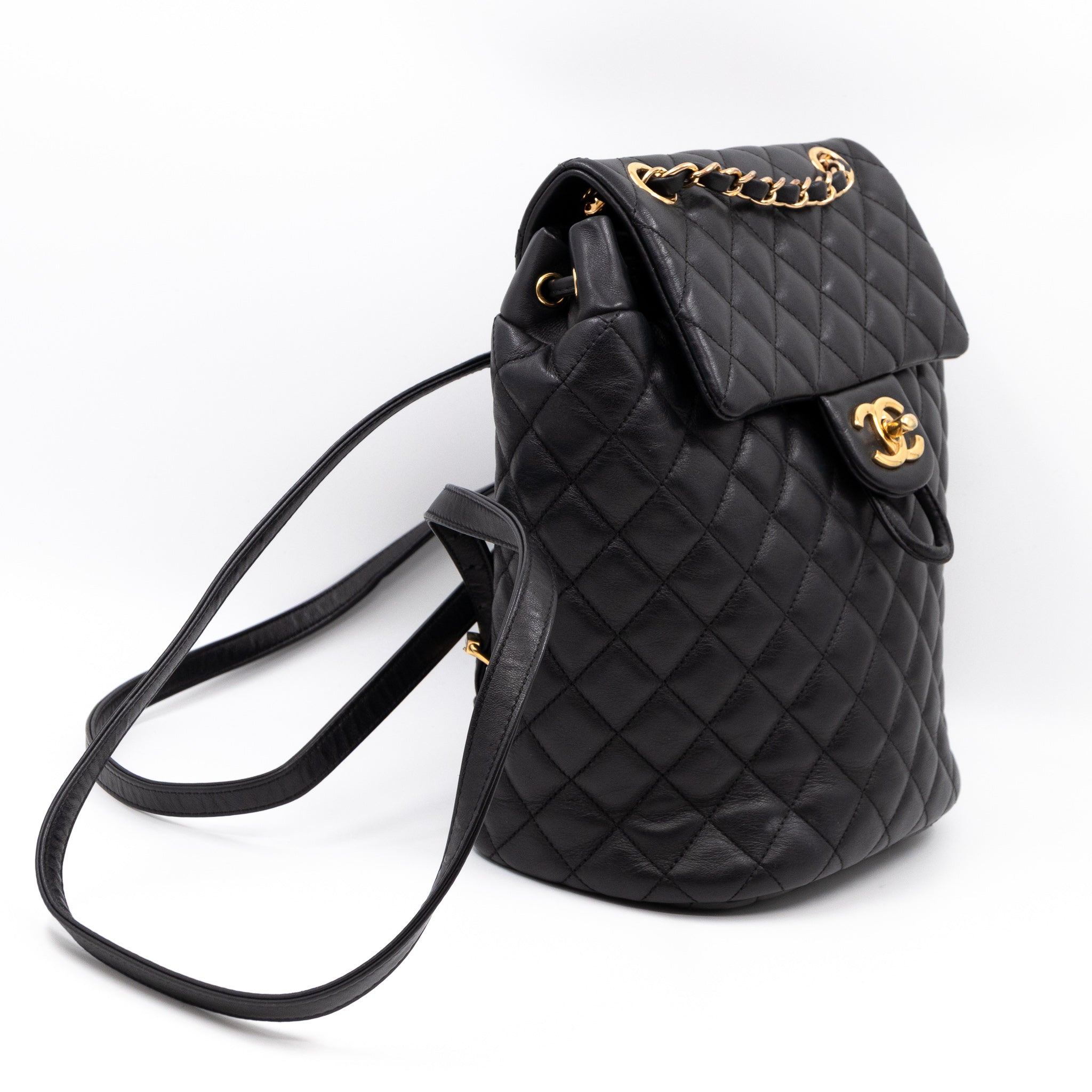 Urban Spirit Backpack Black Quilted Leather