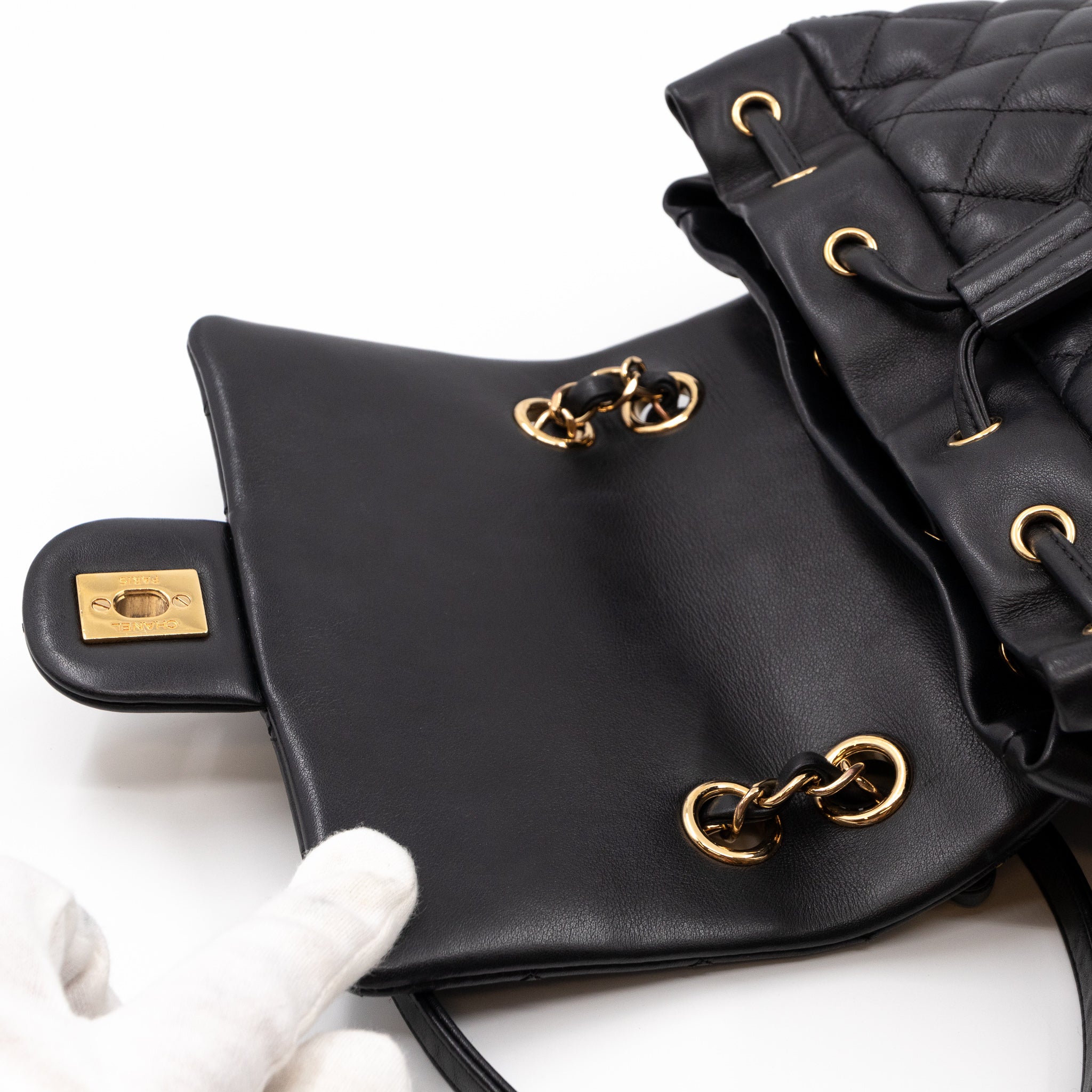 Urban Spirit Backpack Black Quilted Leather