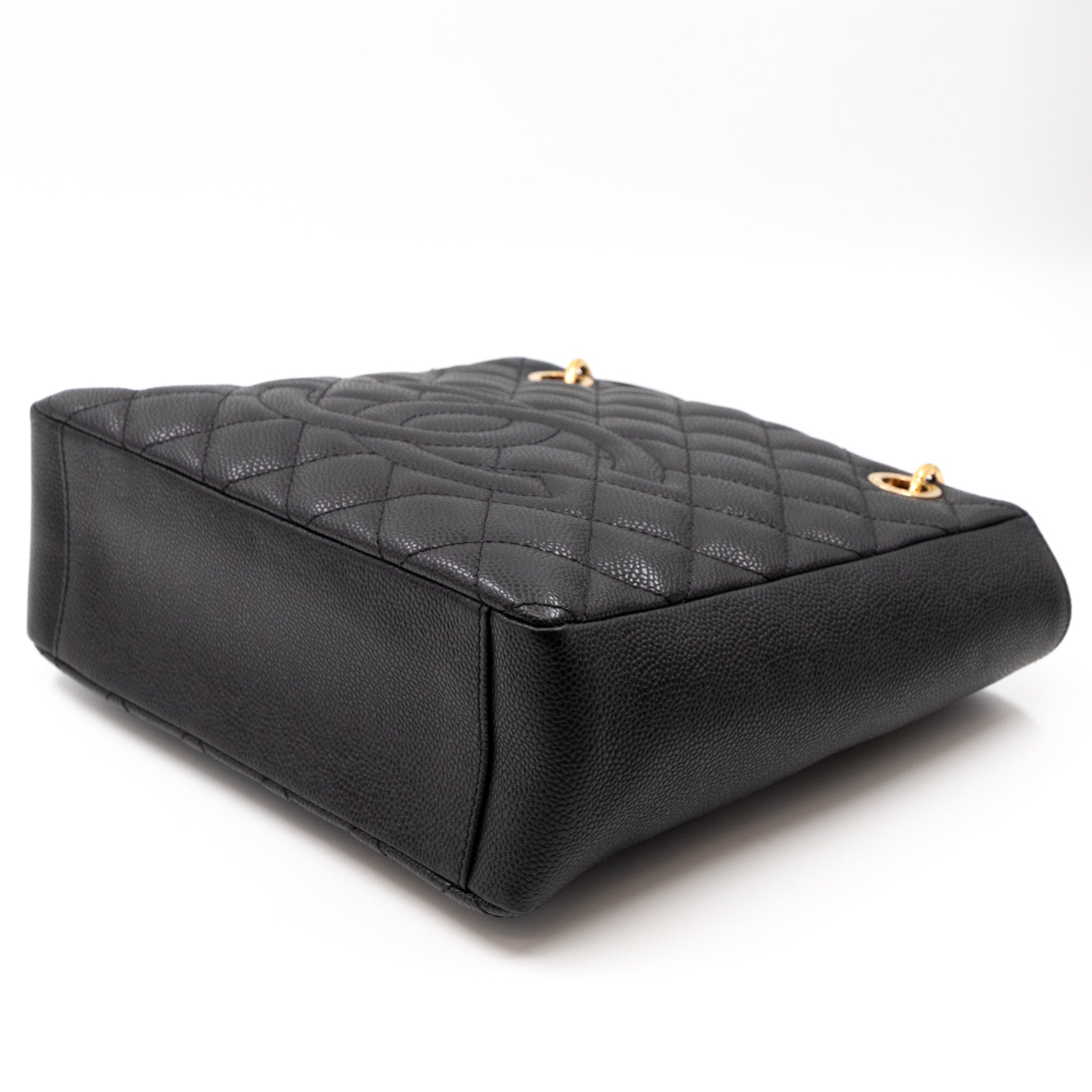 PST Petite Shopping Tote Black Caviar Gold